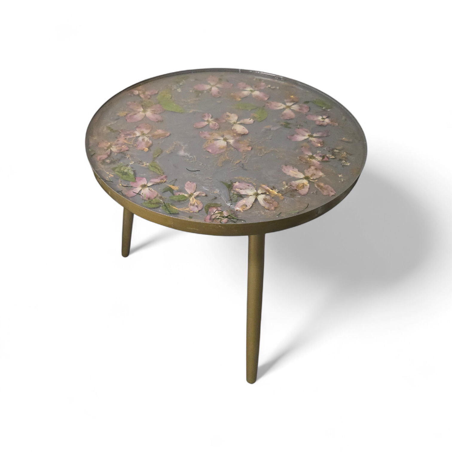 One-of-a-Kind Real Flower & Nature Resin End Table | Flower Preservation