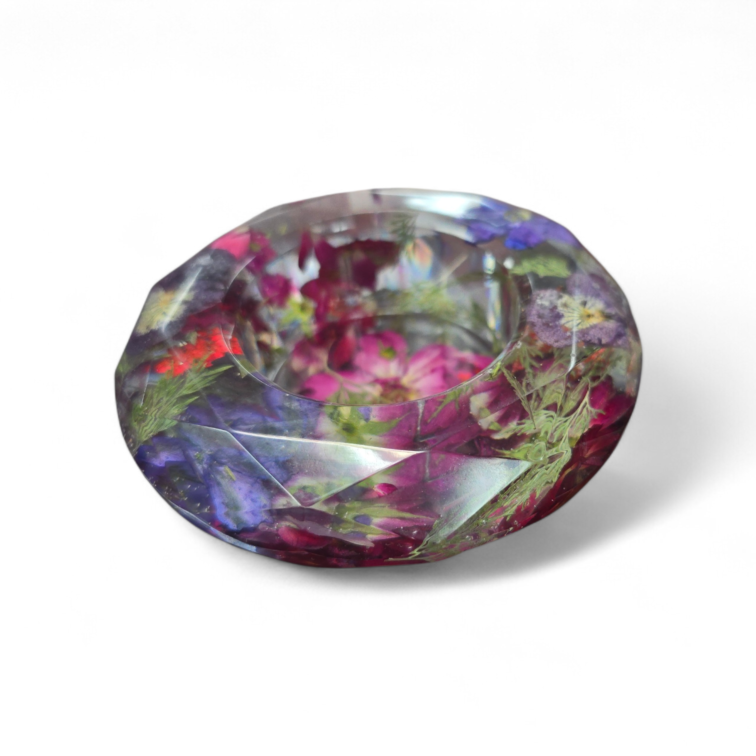 Hand-Cast Real Flower Resin Candle Holder Bowl | Bridal Bouquet Keepsake
