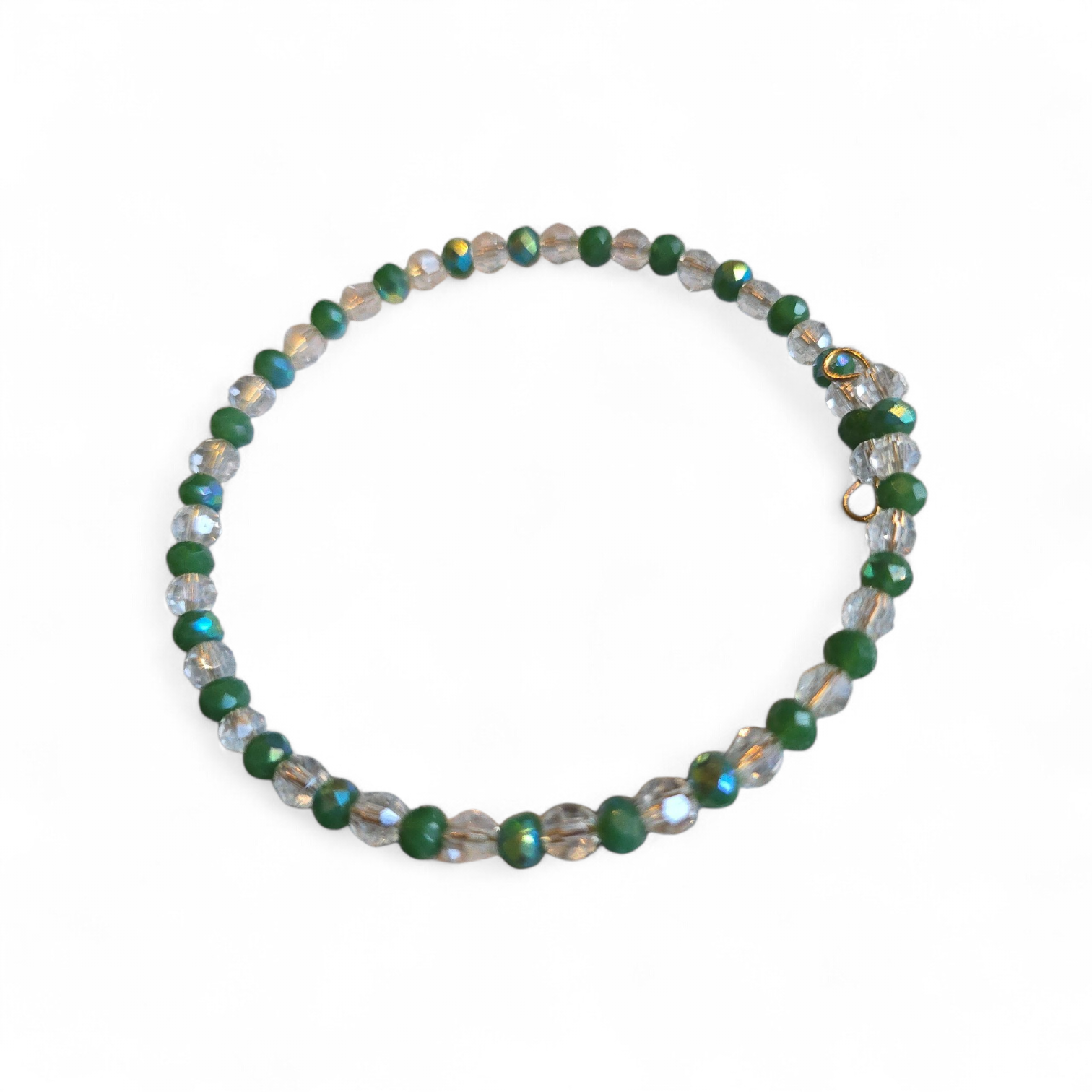 Stunning Beaded Wrap Bracelet in Vibrant Green and Clear