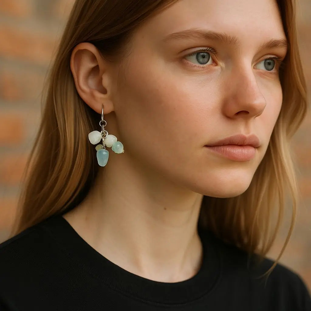 Gemstone Cluster Drop Earrings