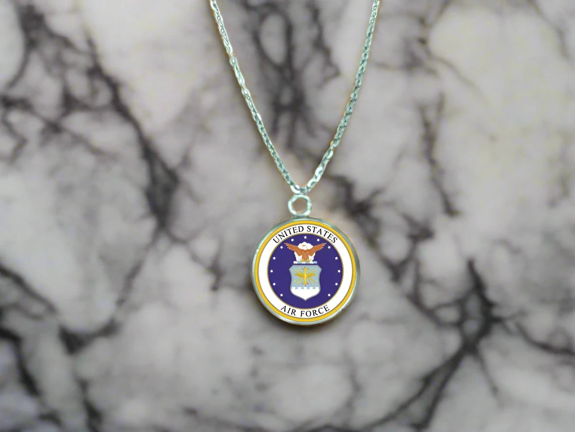 Army, Navy, Air Force, Marine Corps, Coast Guard, Space Force Pendant Necklace in Gold or Silver | Made in the USA | Officially Licensed