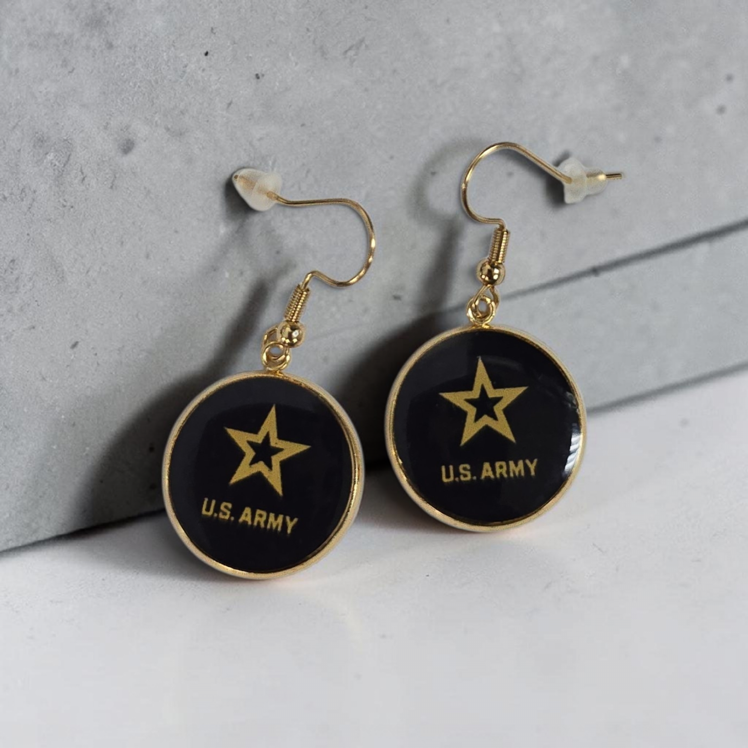 Army Seal, Army Star Silver or Gold Drop Earrings | Made in the USA| Officially Licensed