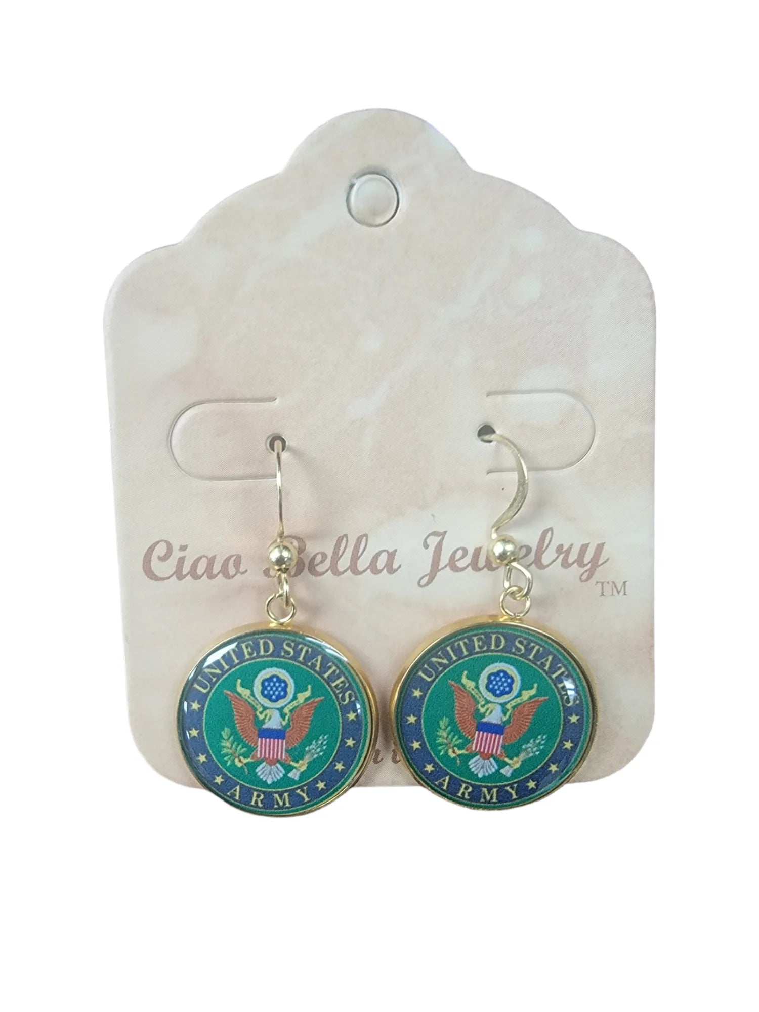 Army Seal, Army Star Silver or Gold Drop Earrings | Made in the USA| Officially Licensed