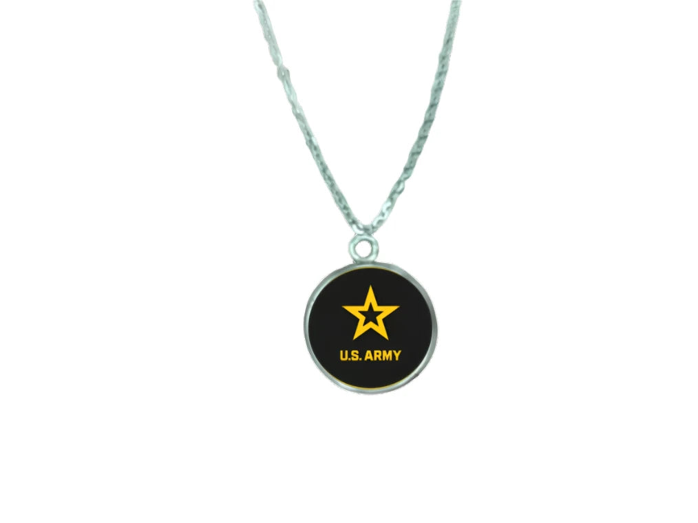Army, Navy, Air Force, Marine Corps, Coast Guard, Space Force Pendant Necklace in Gold or Silver | Made in the USA | Officially Licensed