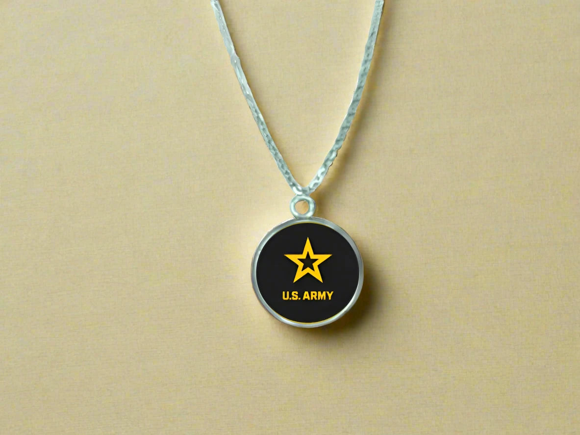 Army, Navy, Air Force, Marine Corps, Coast Guard, Space Force Pendant Necklace in Gold or Silver | Made in the USA | Officially Licensed