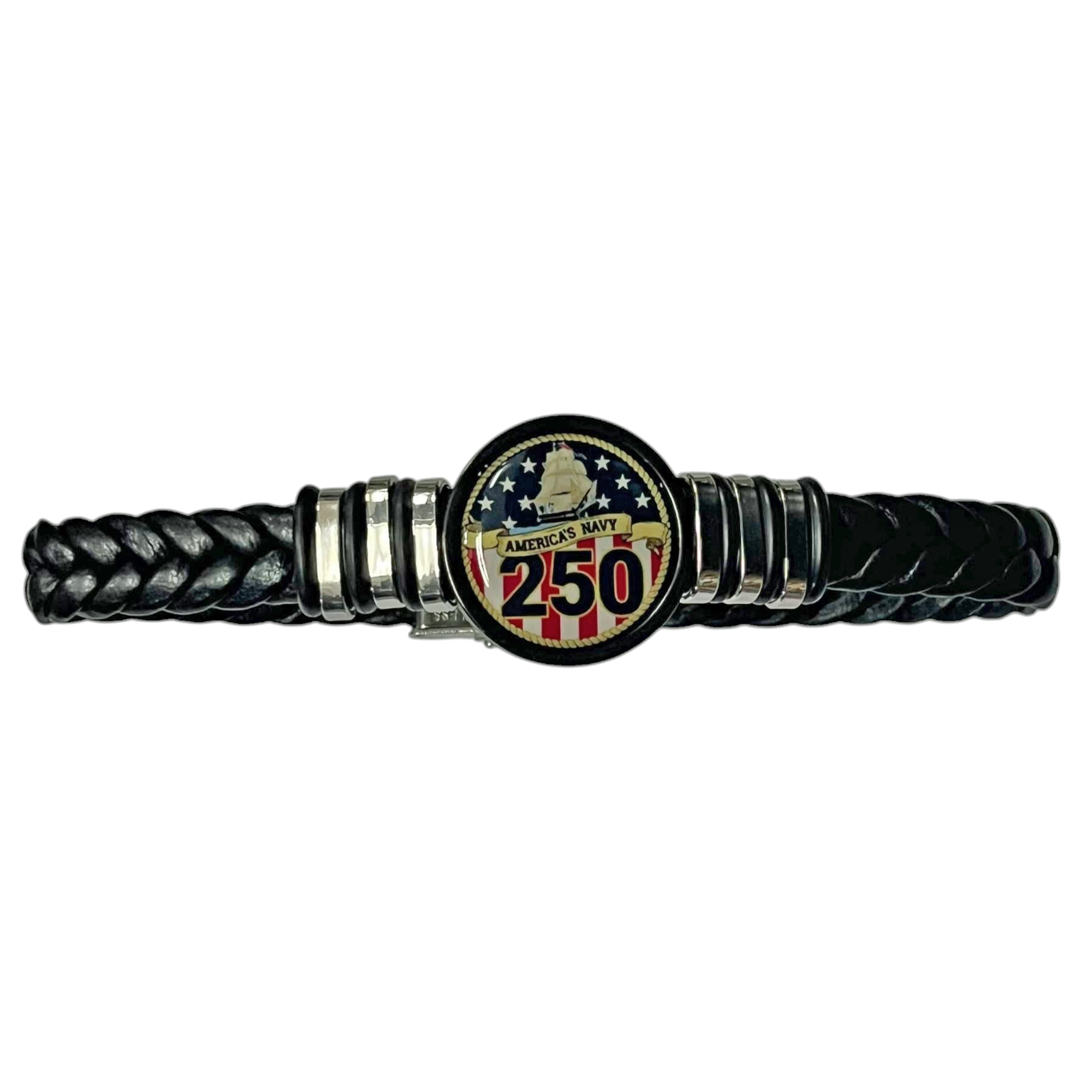 Limited Edition US Navy Braided Leather Bracelet - 250th Anniversary Collection - Officially Licensed