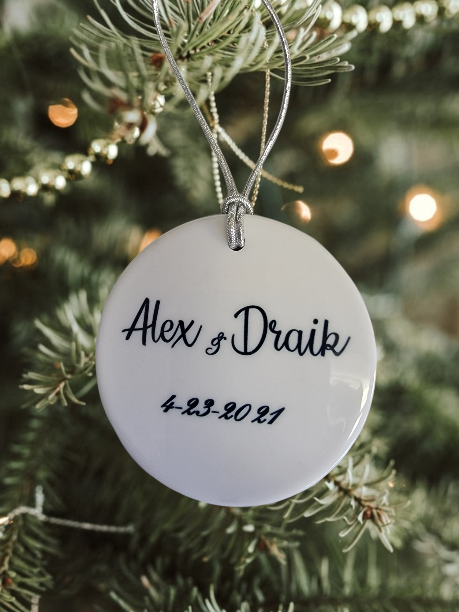 Winter Deer Scene Christmas Ornament Personalized Option