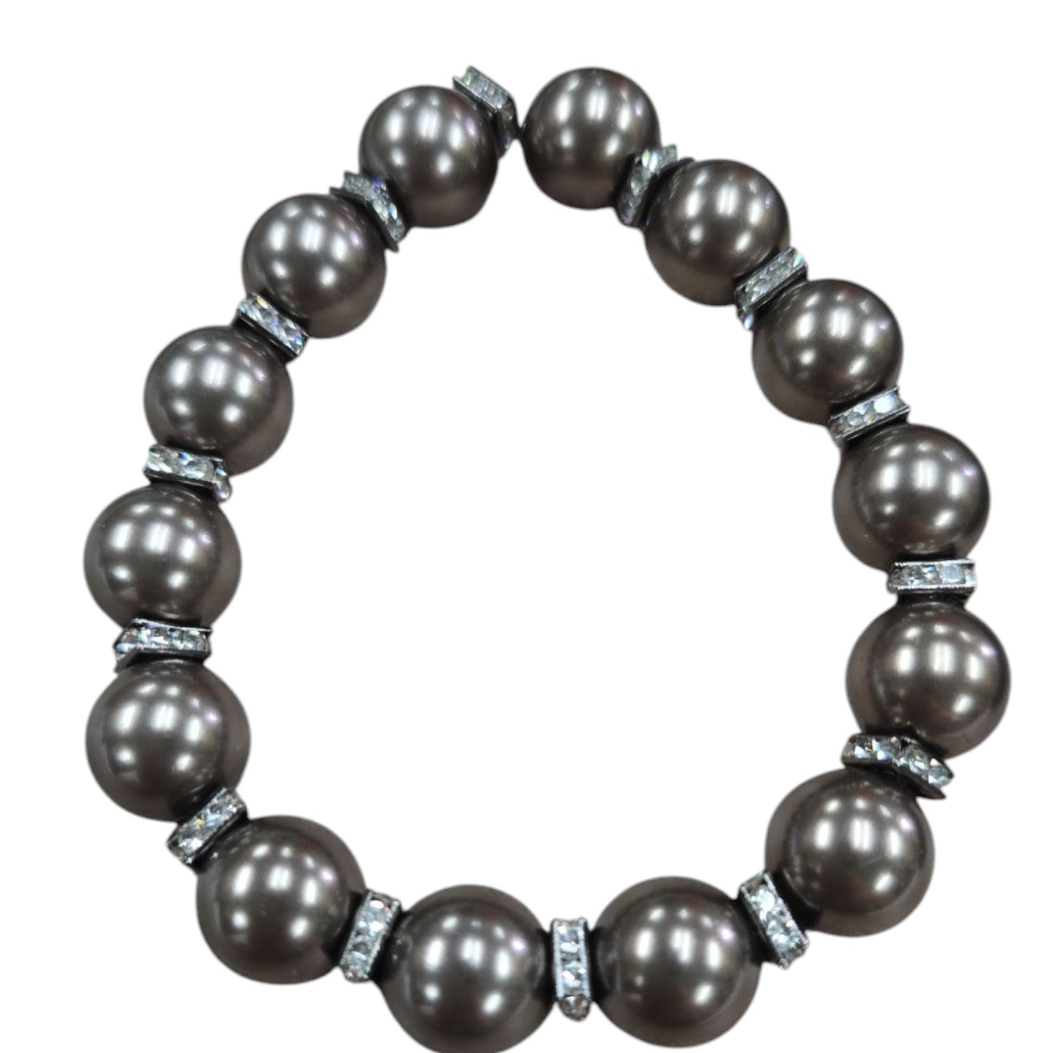 Elegant Wonen's Brown Austrian Pearl and Crystal Stretch Bracelet