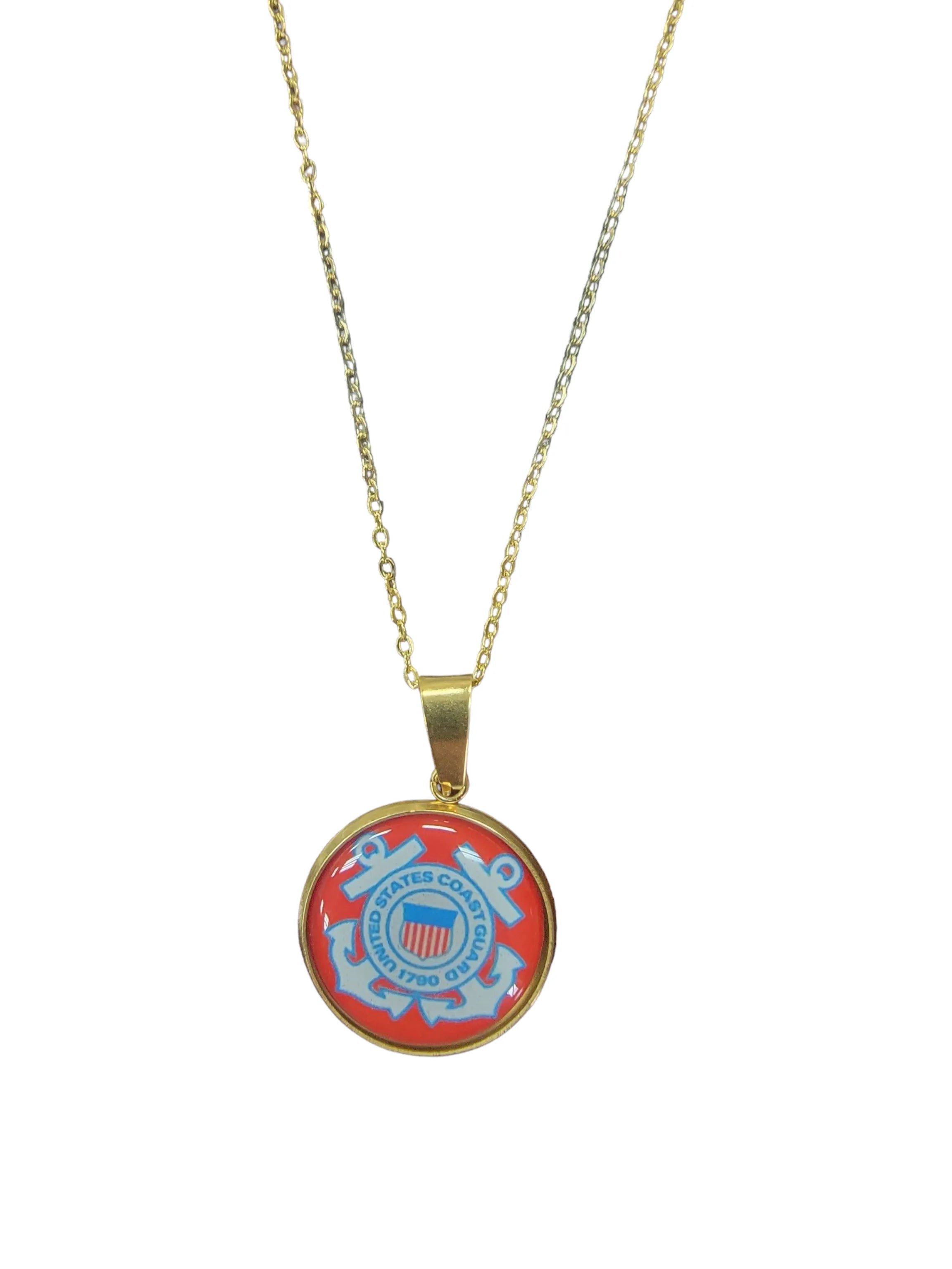 Army, Navy, Air Force, Marine Corps, Coast Guard, Space Force Pendant Necklace in Gold or Silver | Made in the USA | Officially Licensed