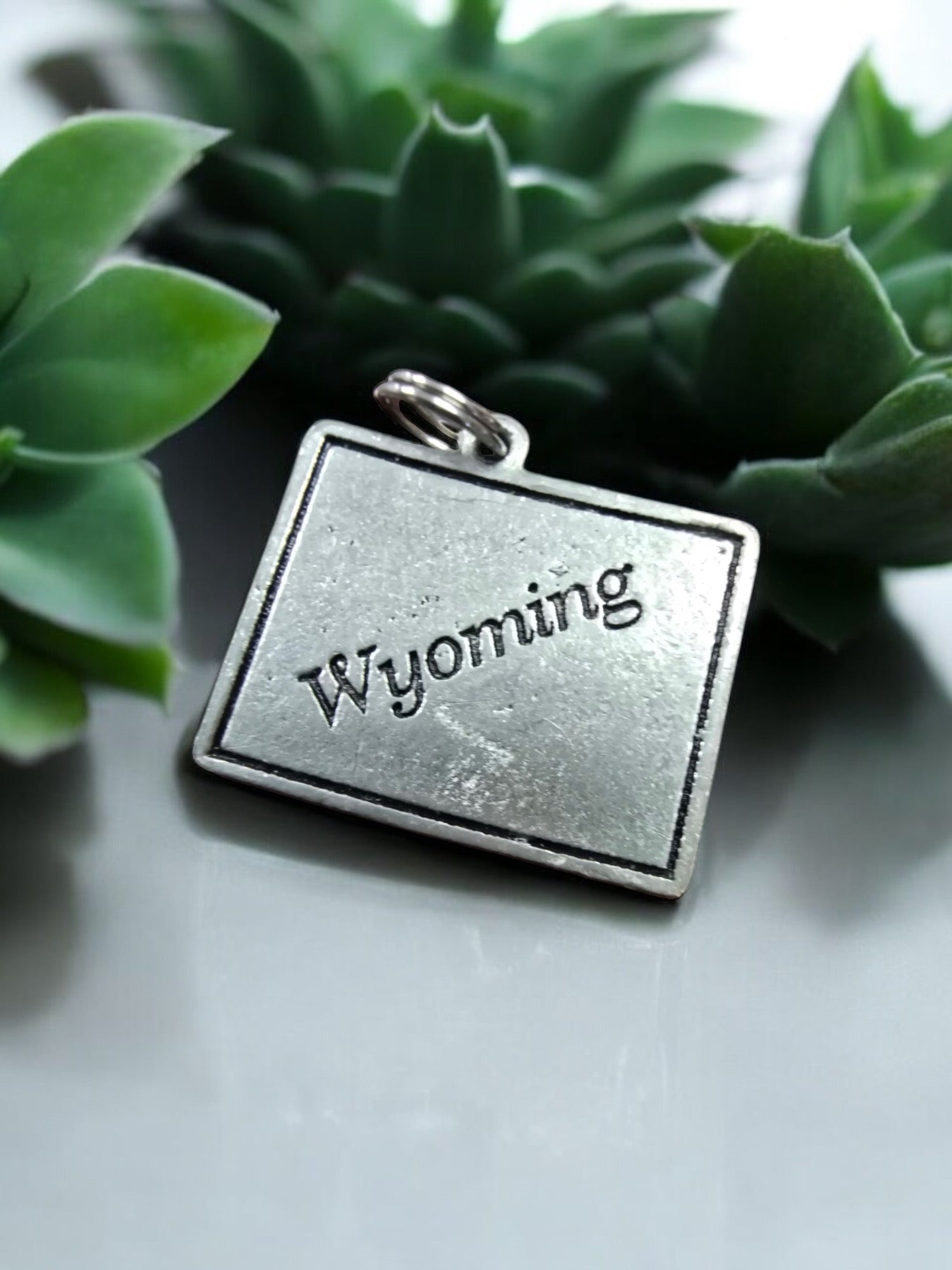 Silver Wyoming State Pewter Charm Pendant | Travel Charm