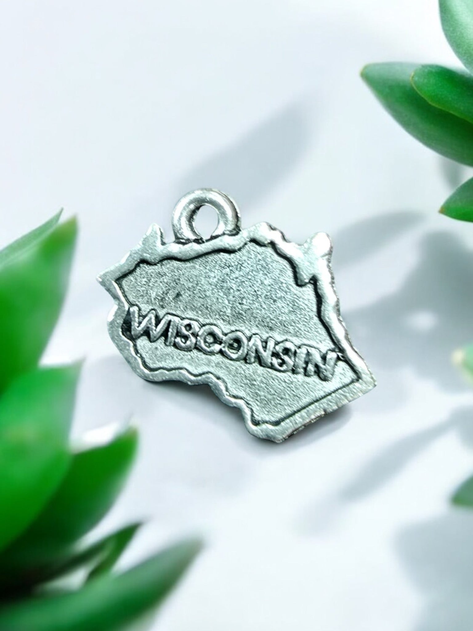 Silver Wisconsin State Pewter Charm Pendant | Travel Charm