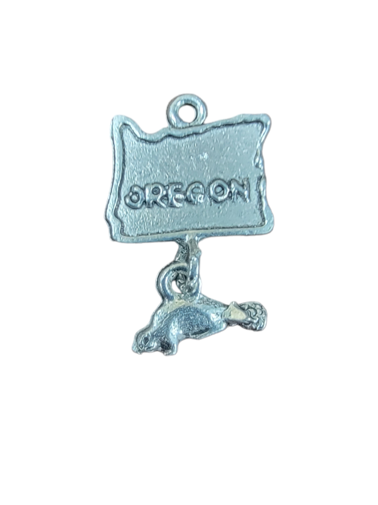 Silver Oregon State Pewter Charm Pendant | Travel Charm