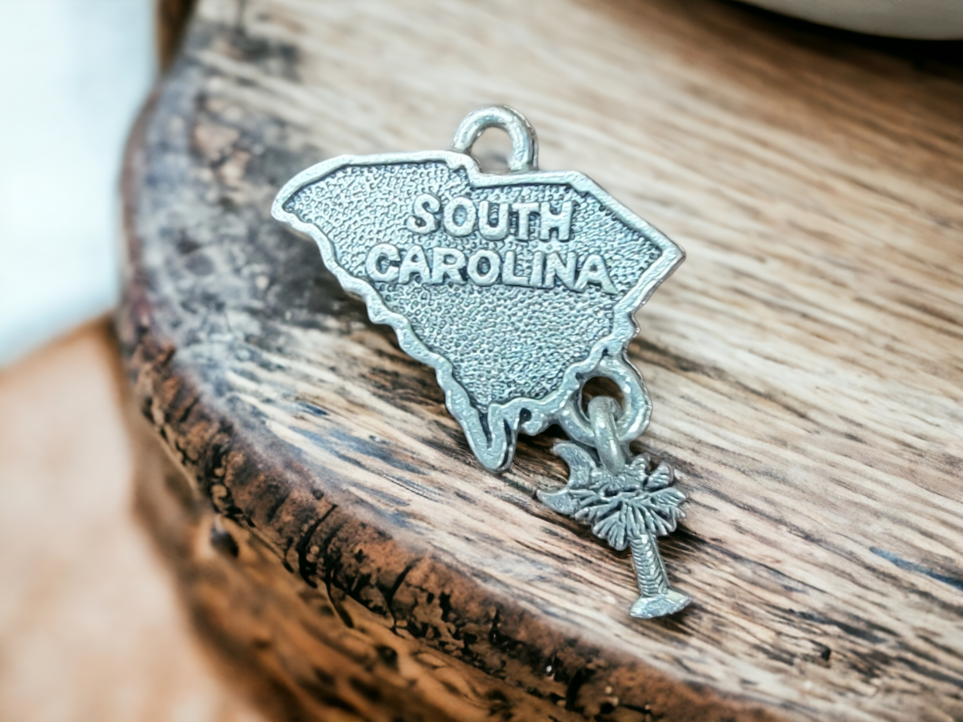 Silver South Carolina State Pewter Charm Pendant | Travel Charm