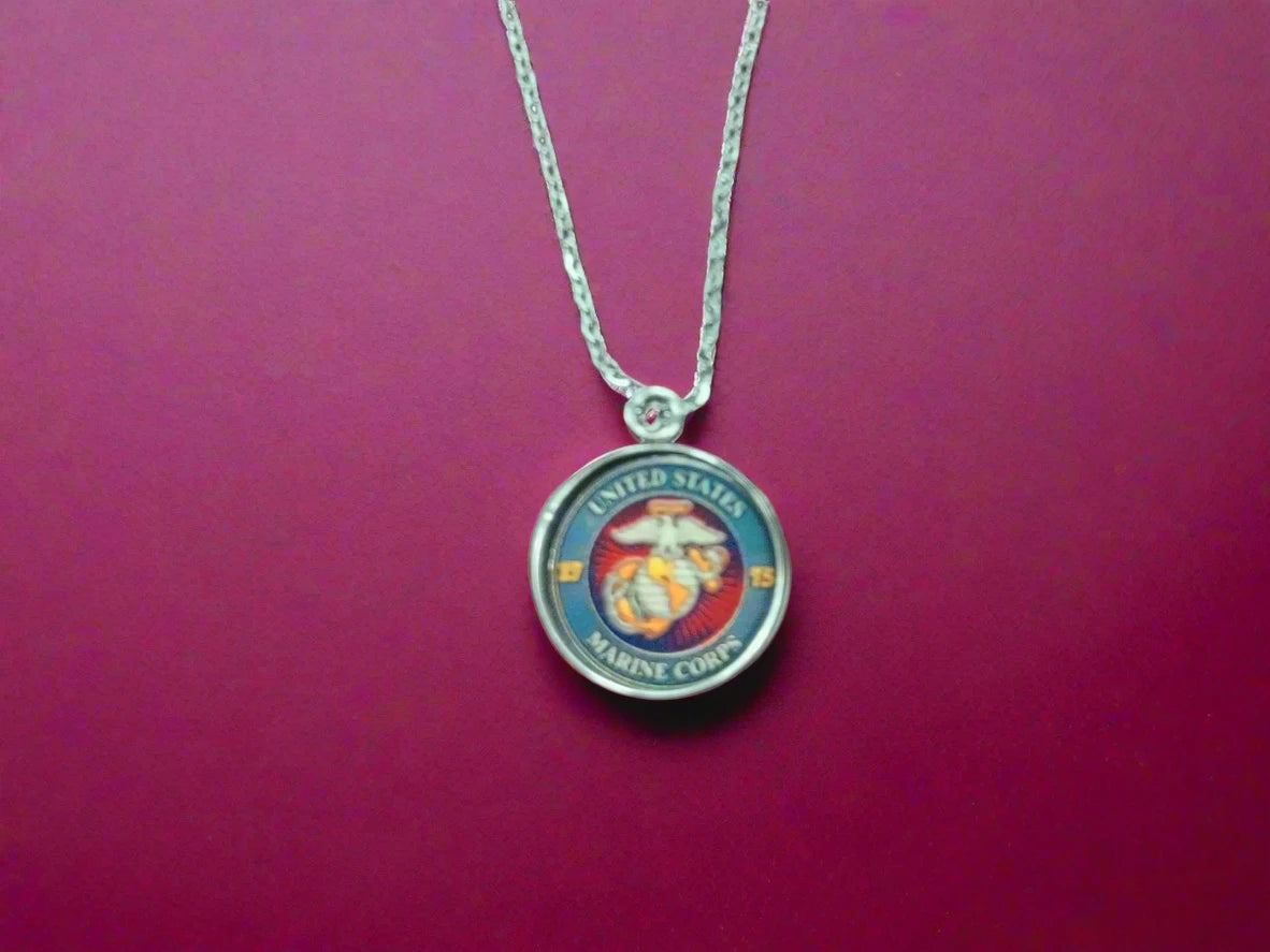 Army, Navy, Air Force, Marine Corps, Coast Guard, Space Force Pendant Necklace in Gold or Silver | Made in the USA | Officially Licensed