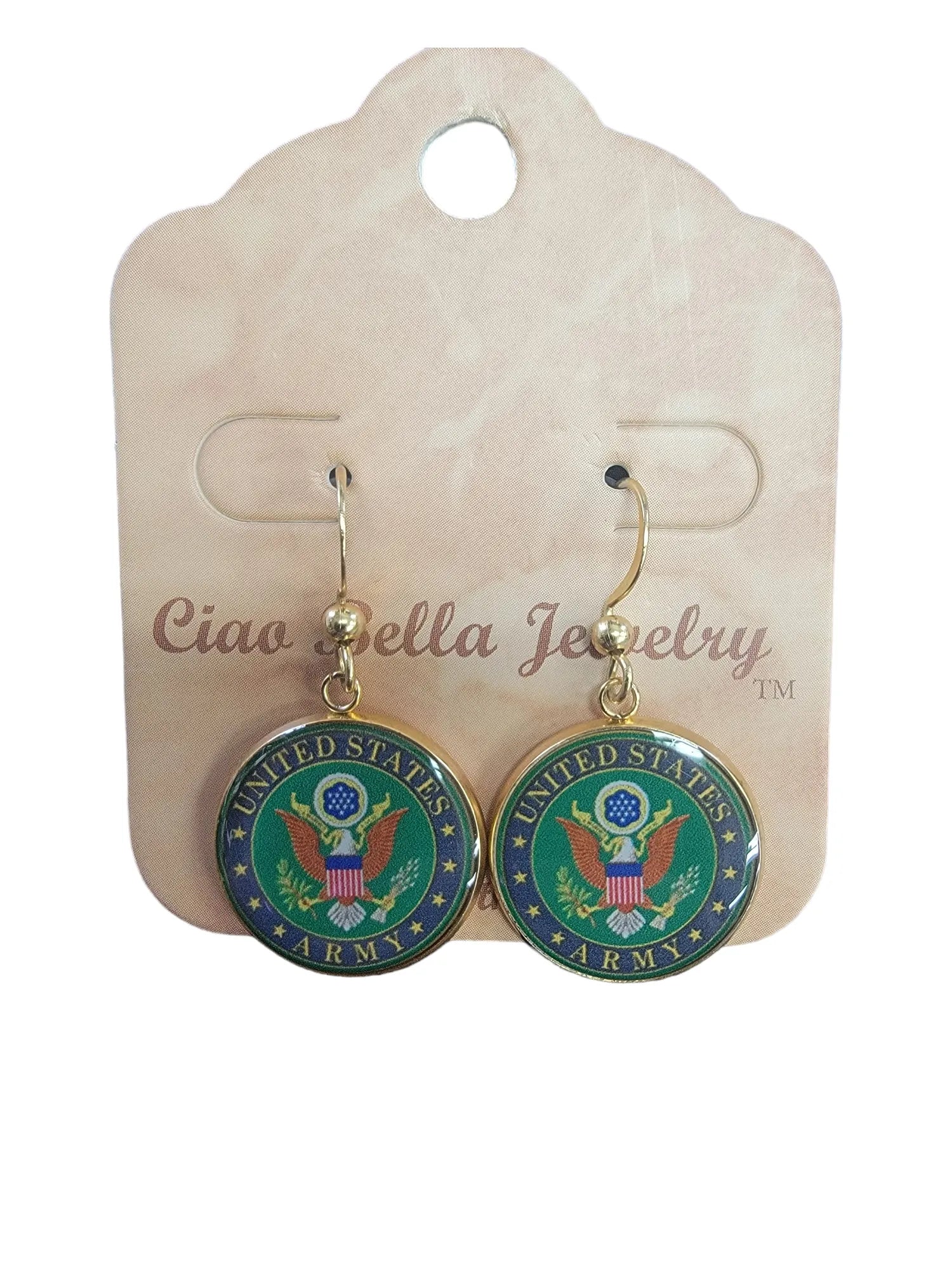 Army Seal, Army Star Silver or Gold Drop Earrings | Made in the USA| Officially Licensed