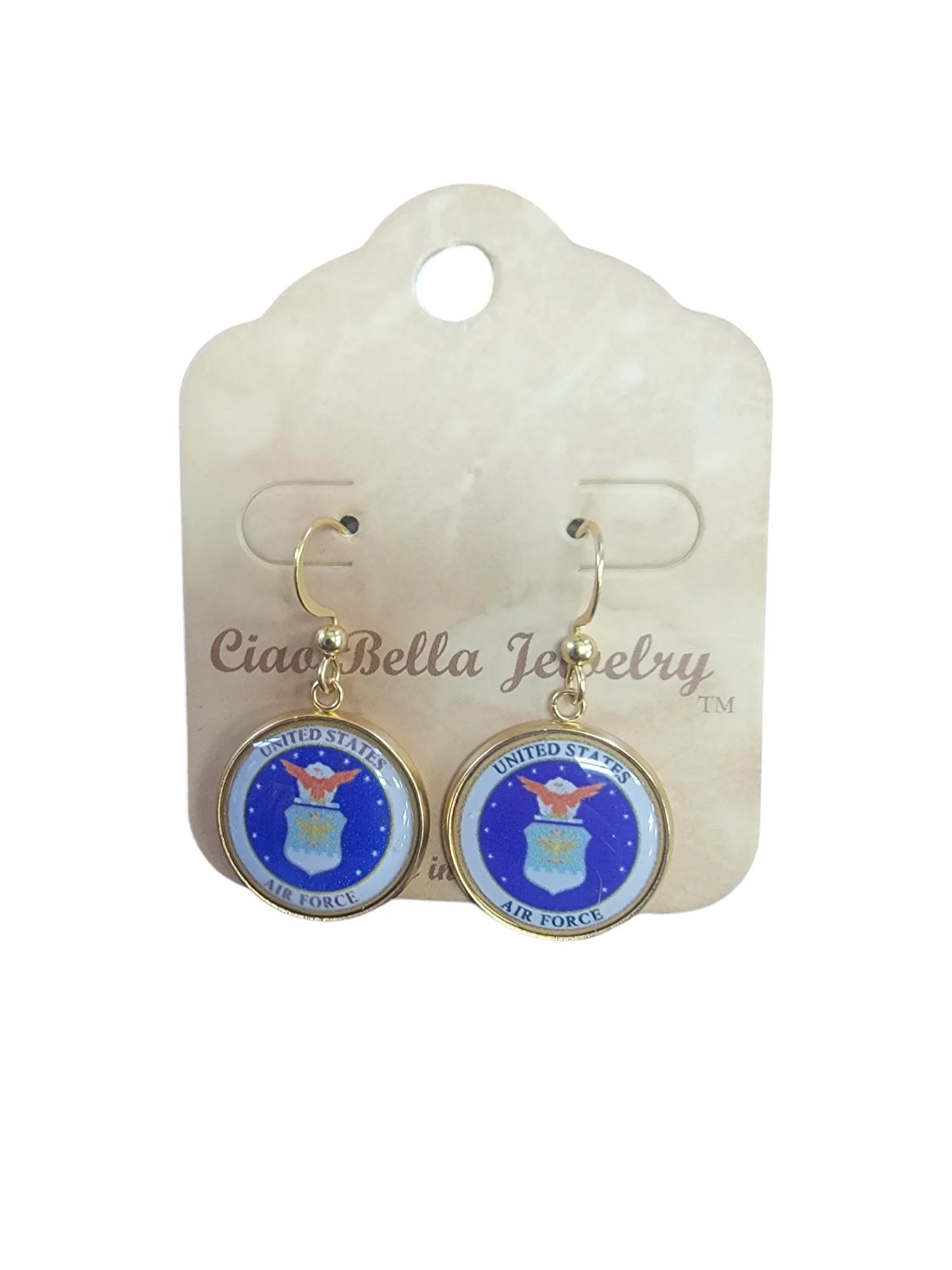 Air Force Silver or Gold Earrings: Seal, Roundel, Wings, Thunderbird | Made in the USA | Officially Licensed