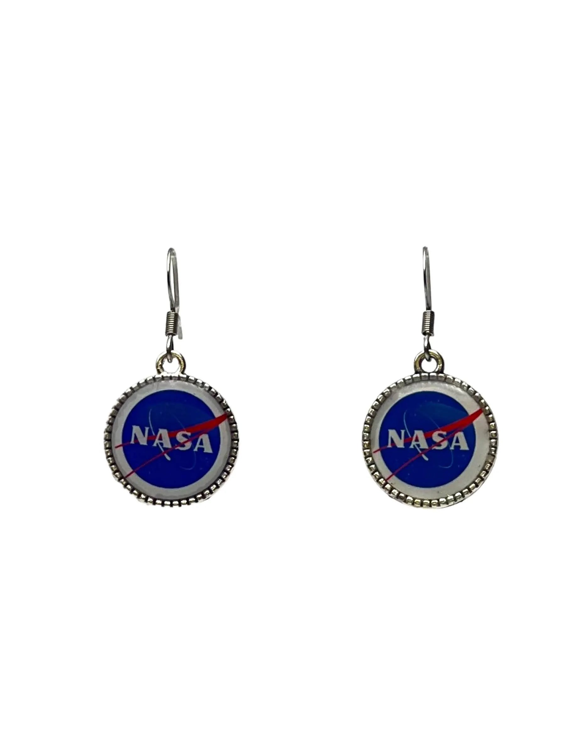 NASA Logo Drop Earrings | Silver Stainless Steel | Space Enthusiast Gift