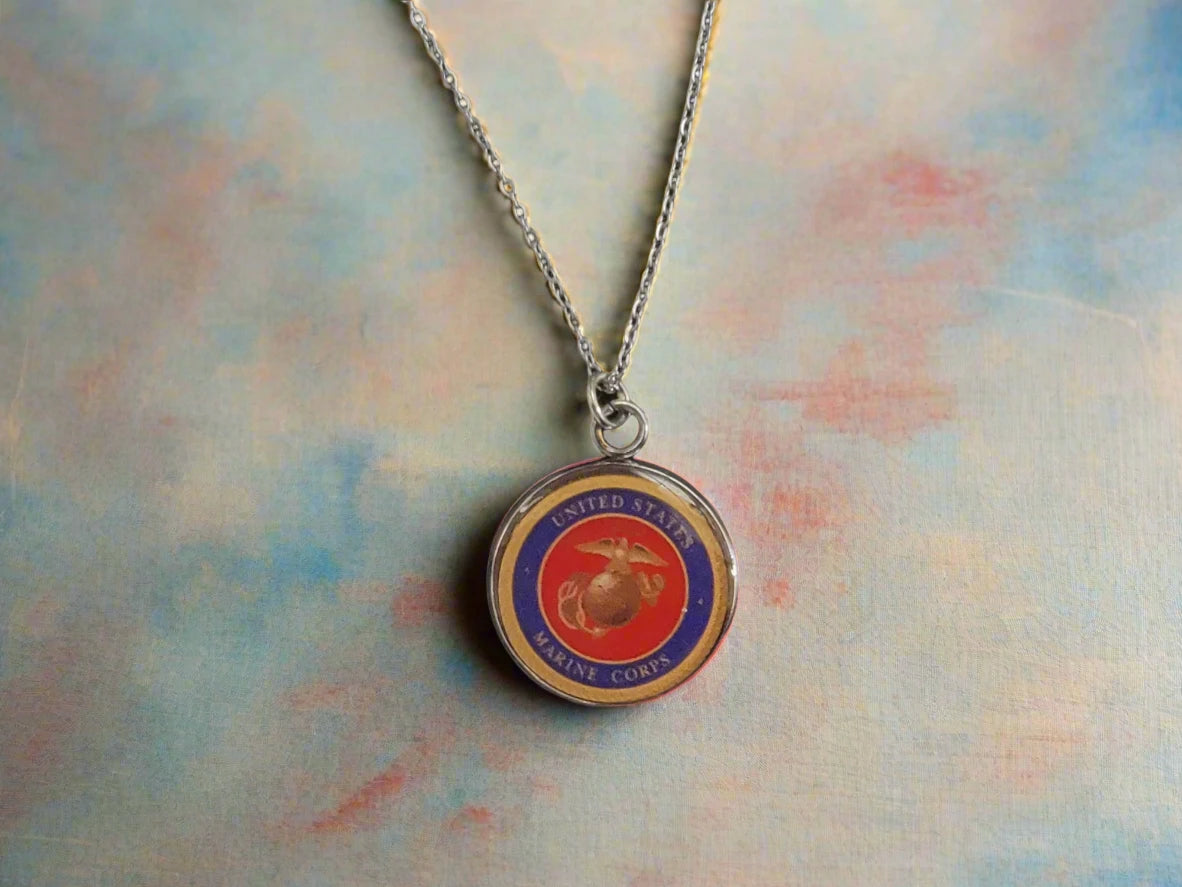 Army, Navy, Air Force, Marine Corps, Coast Guard, Space Force Pendant Necklace in Gold or Silver | Made in the USA | Officially Licensed
