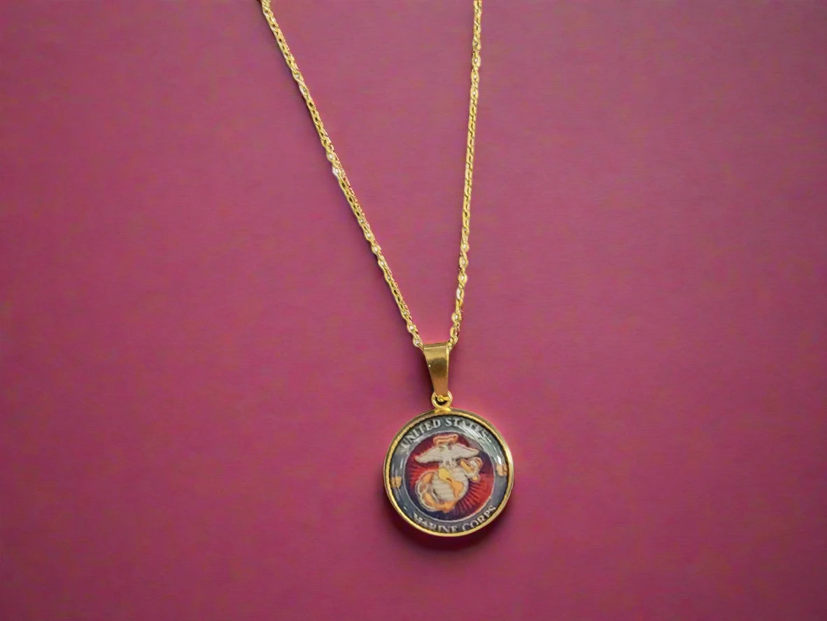 Army, Navy, Air Force, Marine Corps, Coast Guard, Space Force Pendant Necklace in Gold or Silver | Made in the USA | Officially Licensed