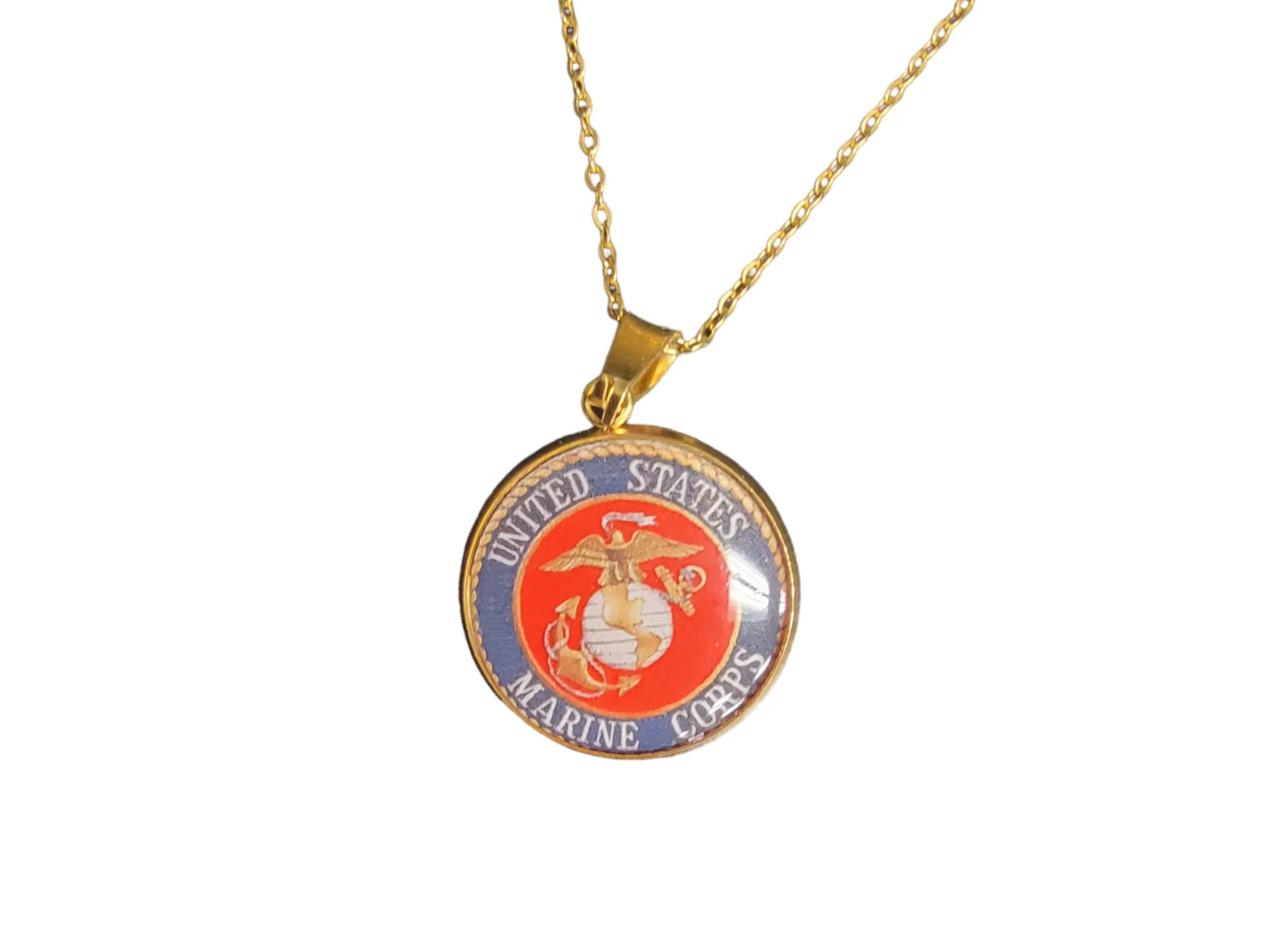 Army, Navy, Air Force, Marine Corps, Coast Guard, Space Force Pendant Necklace in Gold or Silver | Made in the USA | Officially Licensed