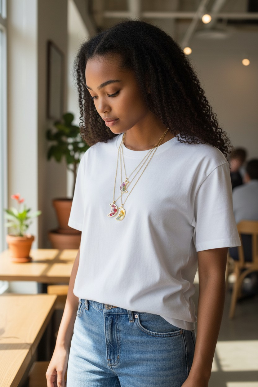 Gold Flower Pendant Necklace | Hand-Pressed Real Flower Resin Necklaces