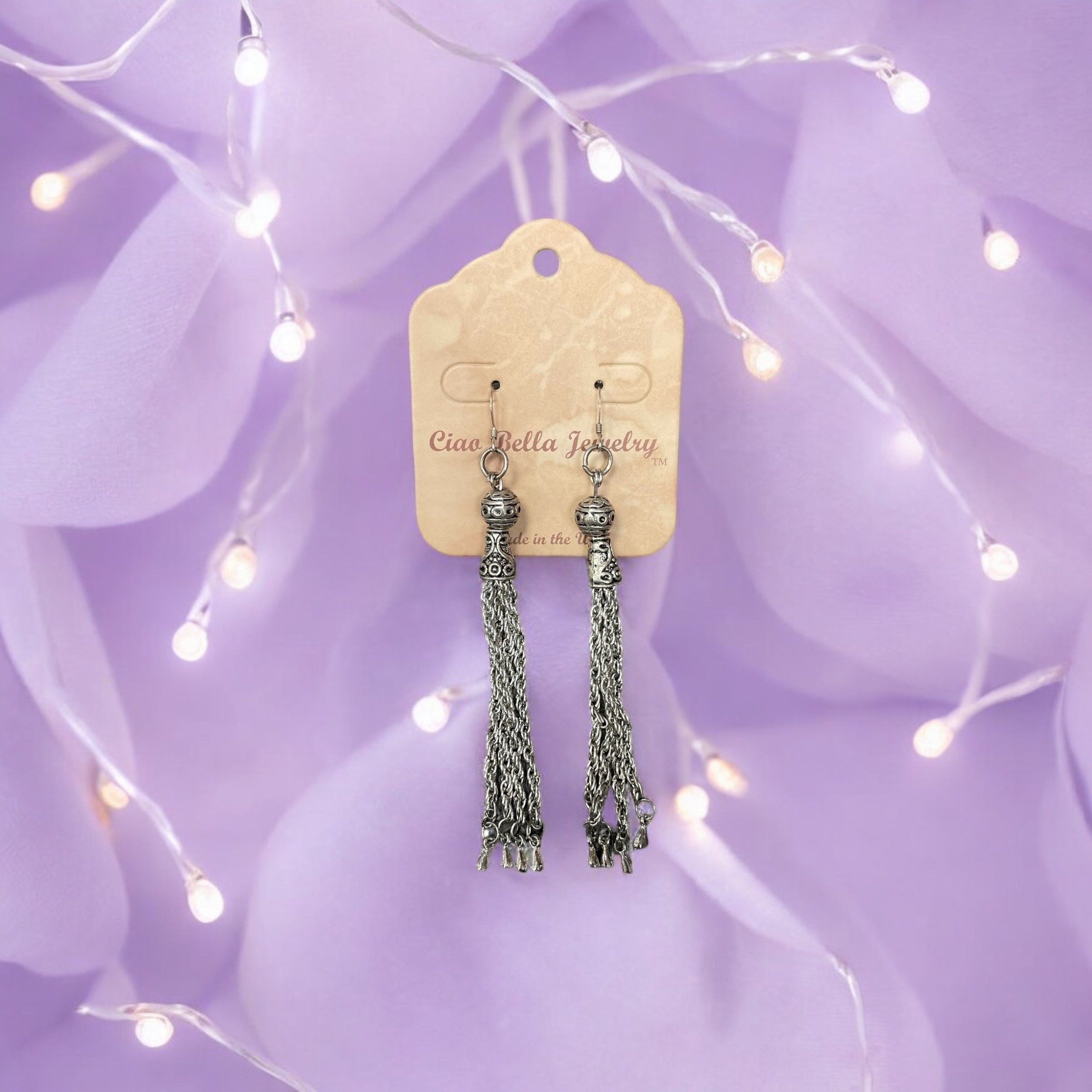 Effortless Elegance: Long Silver Chain Dangle Earrings