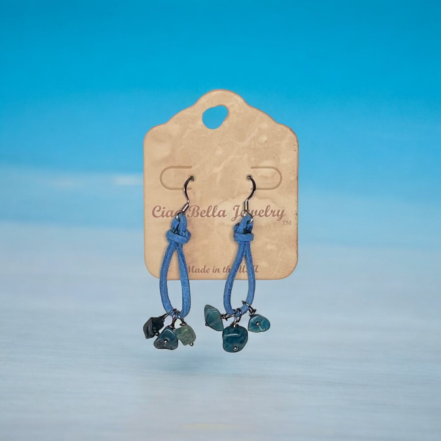 Bohemian Teardrop Earrings with Stones and Suede by Michelle Marie Boutique
