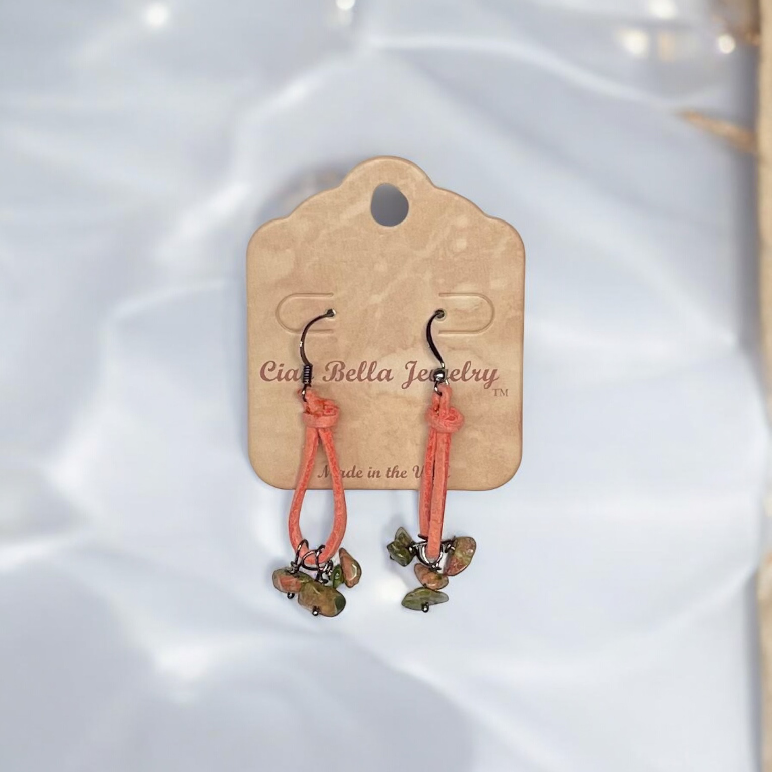 Bohemian Teardrop Earrings with Stones and Suede by Michelle Marie Boutique