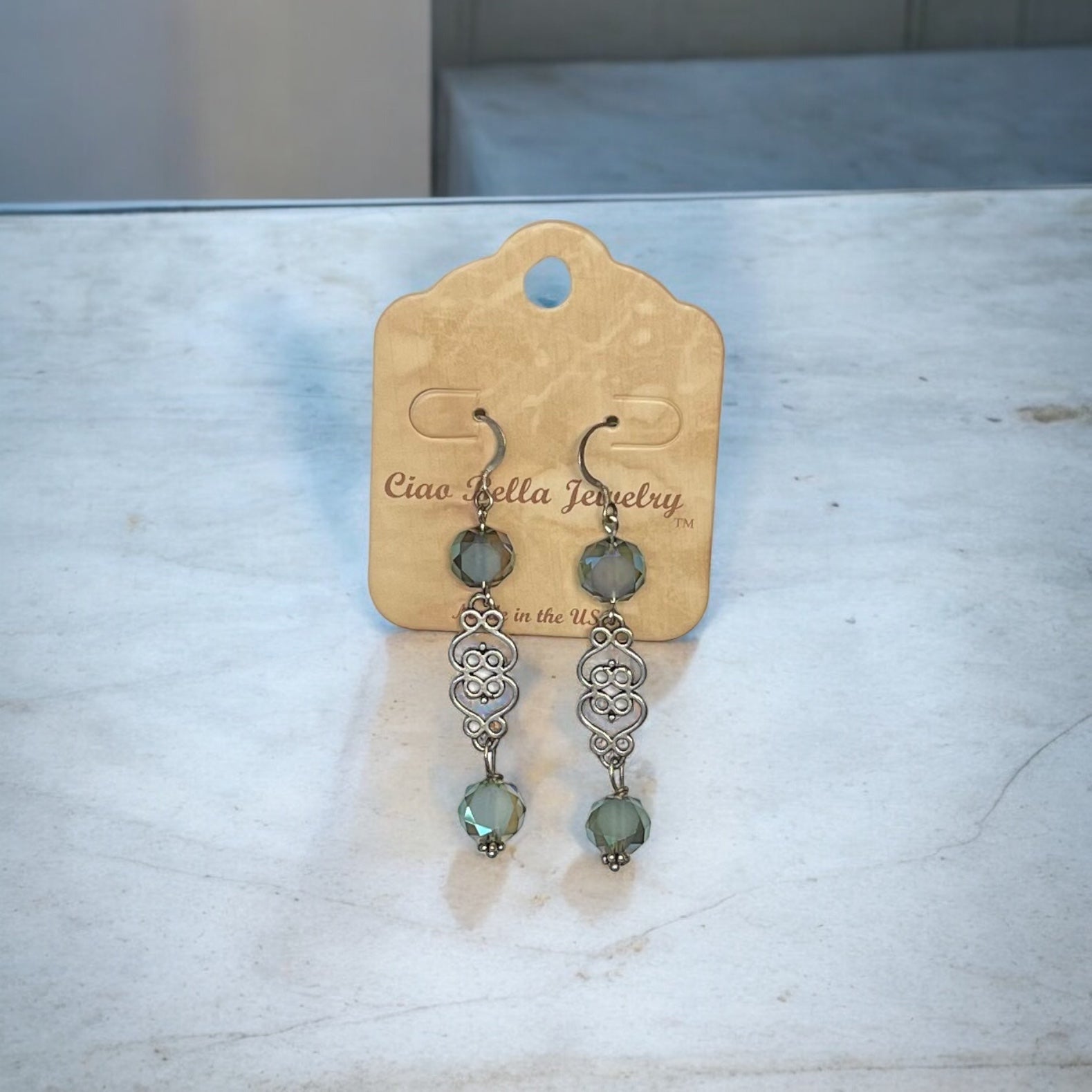 Silver Filigree Dangle Earrings | Gemstone & Crystal Earrings