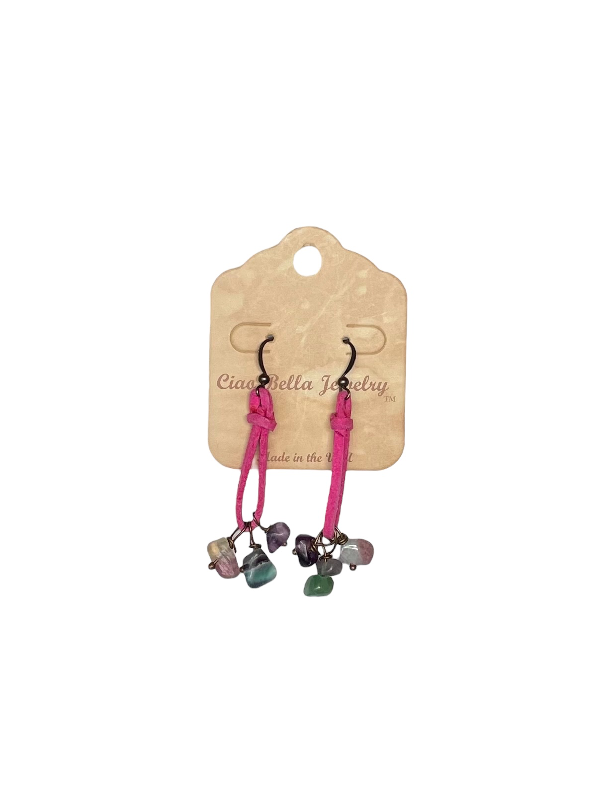 Bohemian Teardrop Earrings with Stones and Suede by Michelle Marie Boutique