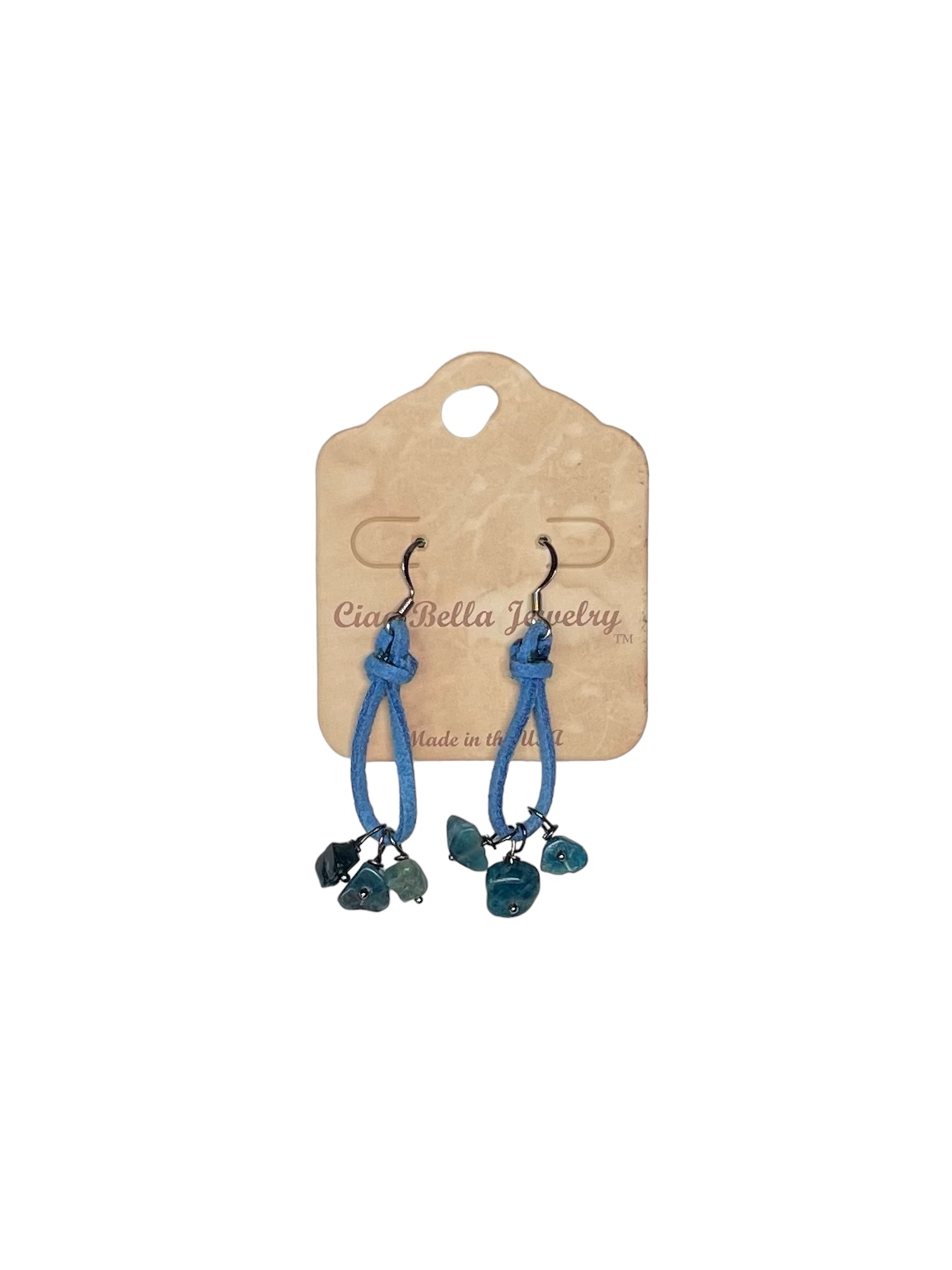 Bohemian Teardrop Earrings with Stones and Suede by Michelle Marie Boutique