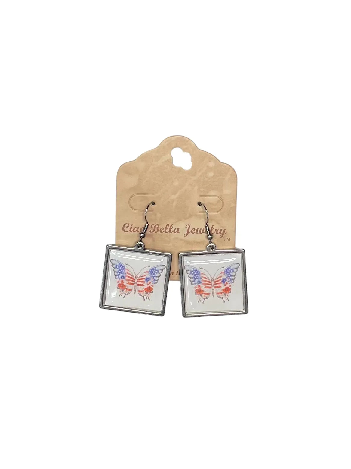 Patriotic Butterfly Earrings | Stainless Steel | Handmade in USA