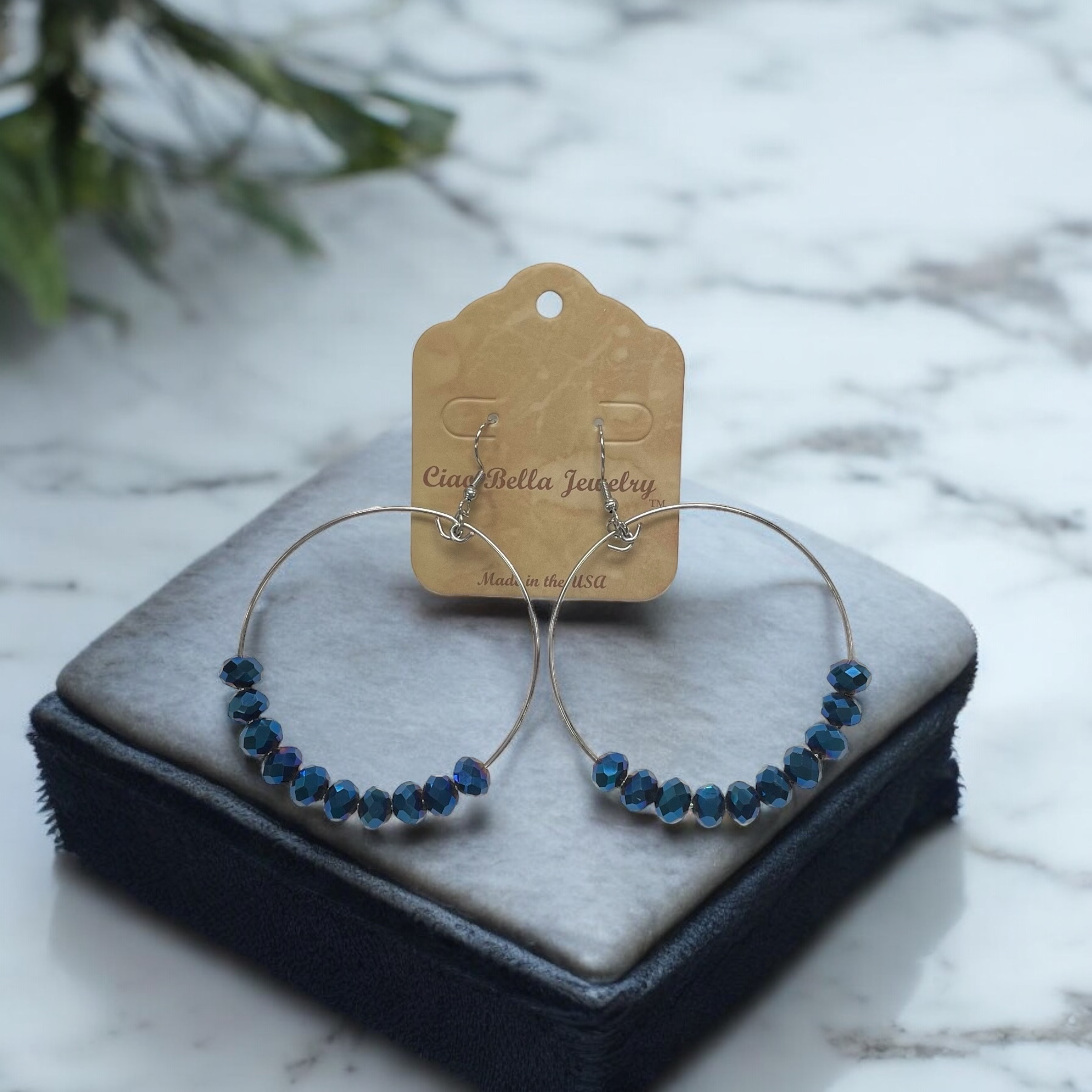 Half Crystal Large Hoop Earrings