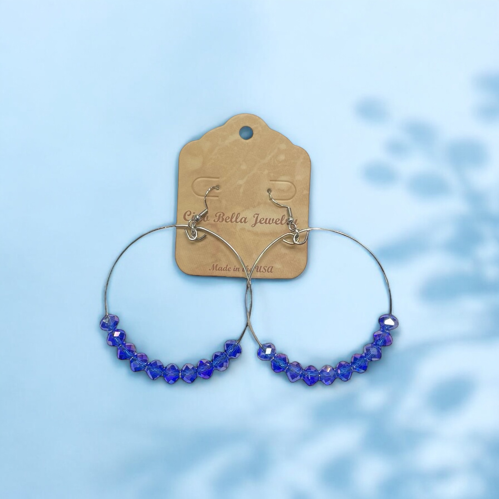 Half Crystal Large Hoop Earrings
