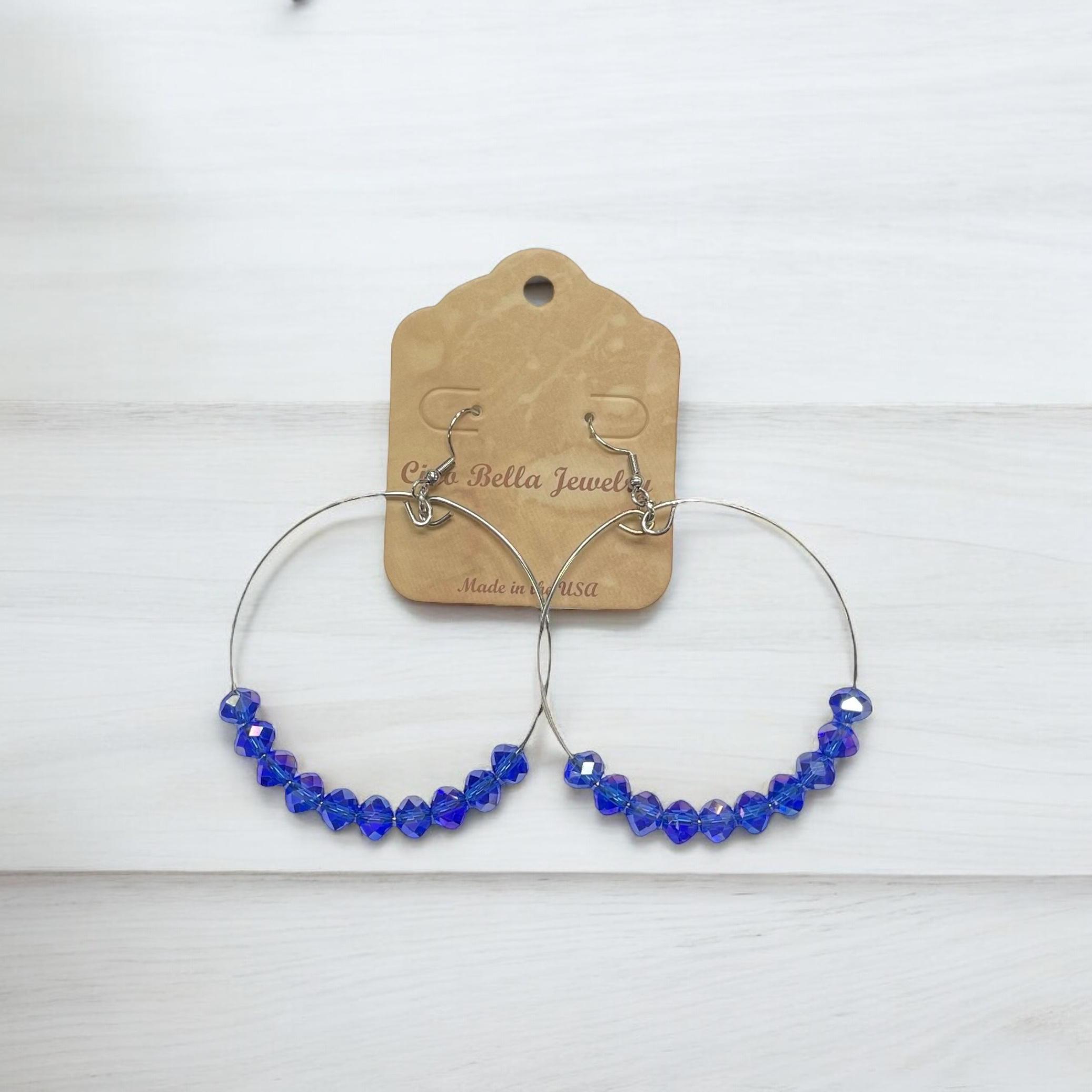 Half Crystal Large Hoop Earrings