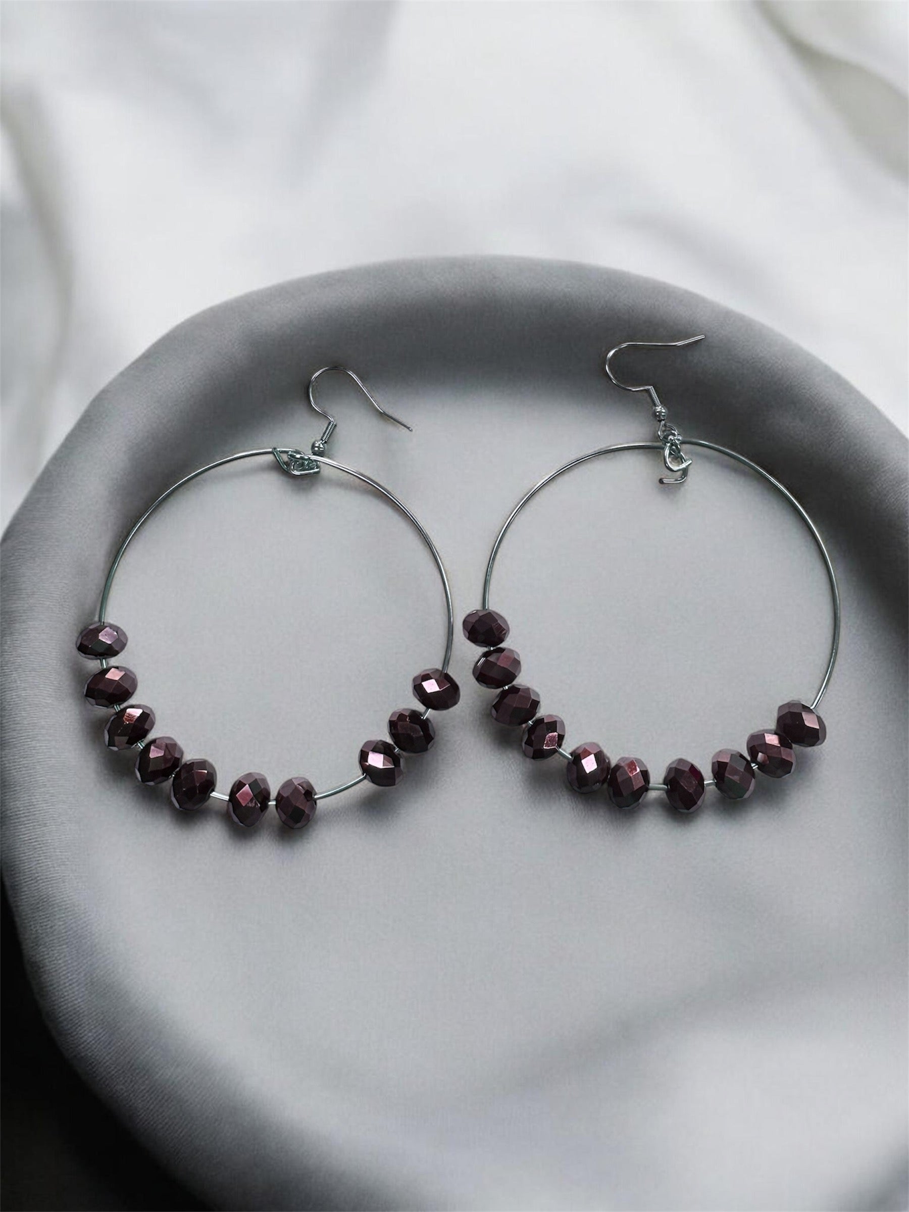 Half Crystal Large Hoop Earrings
