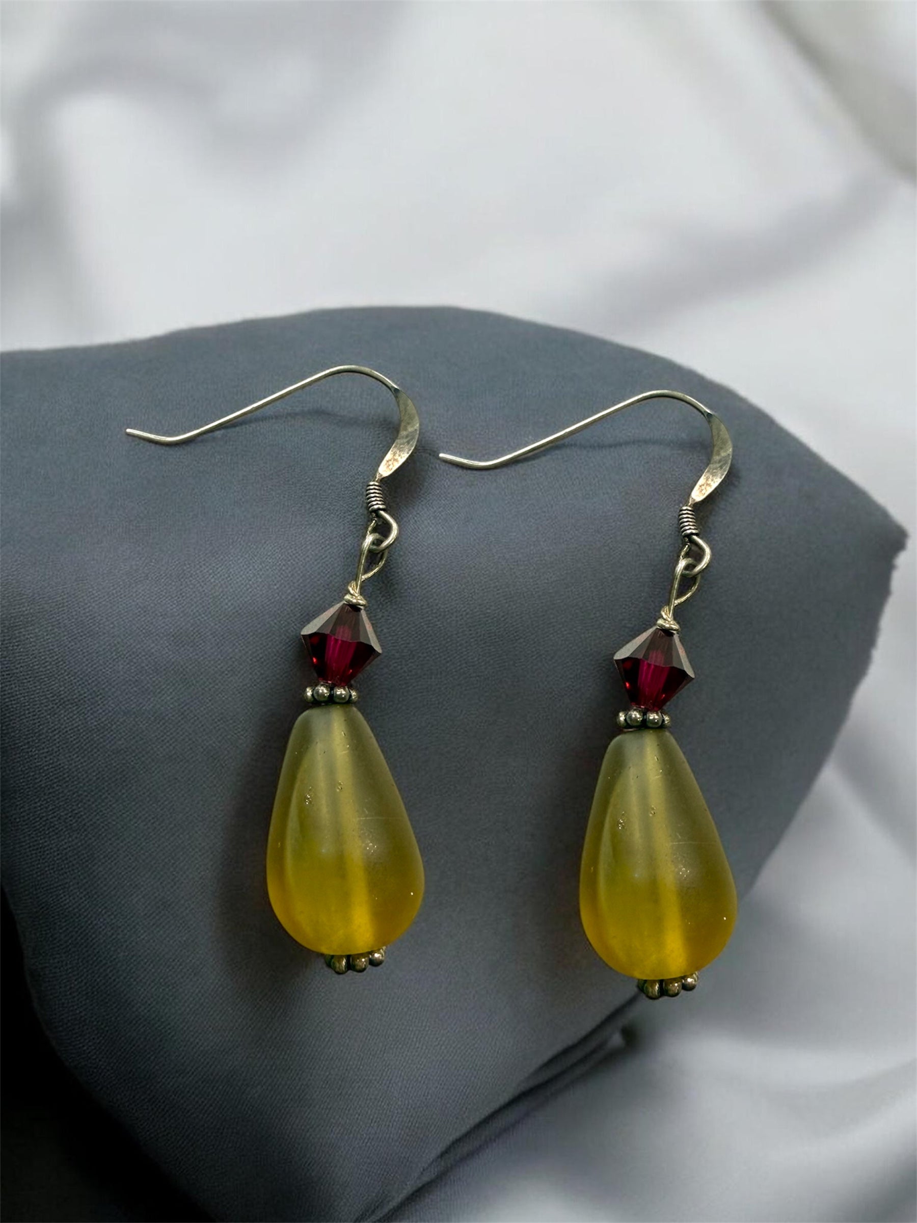 Crystal & Recycled Sea Glass Teardrop Earrings | Team Color Earrings