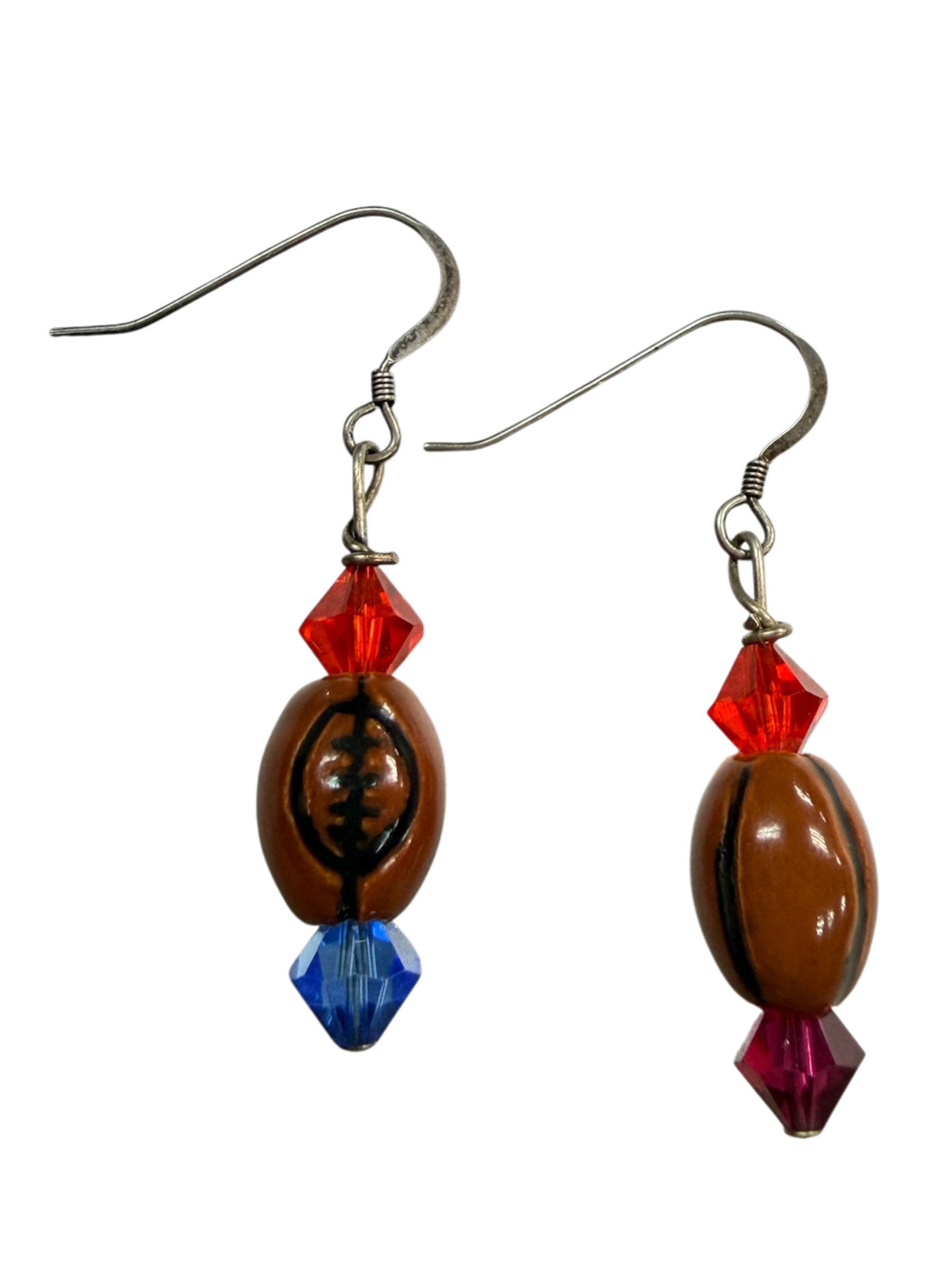 Game Day Glitz | Football & Crystal Accent Dangle Earrings