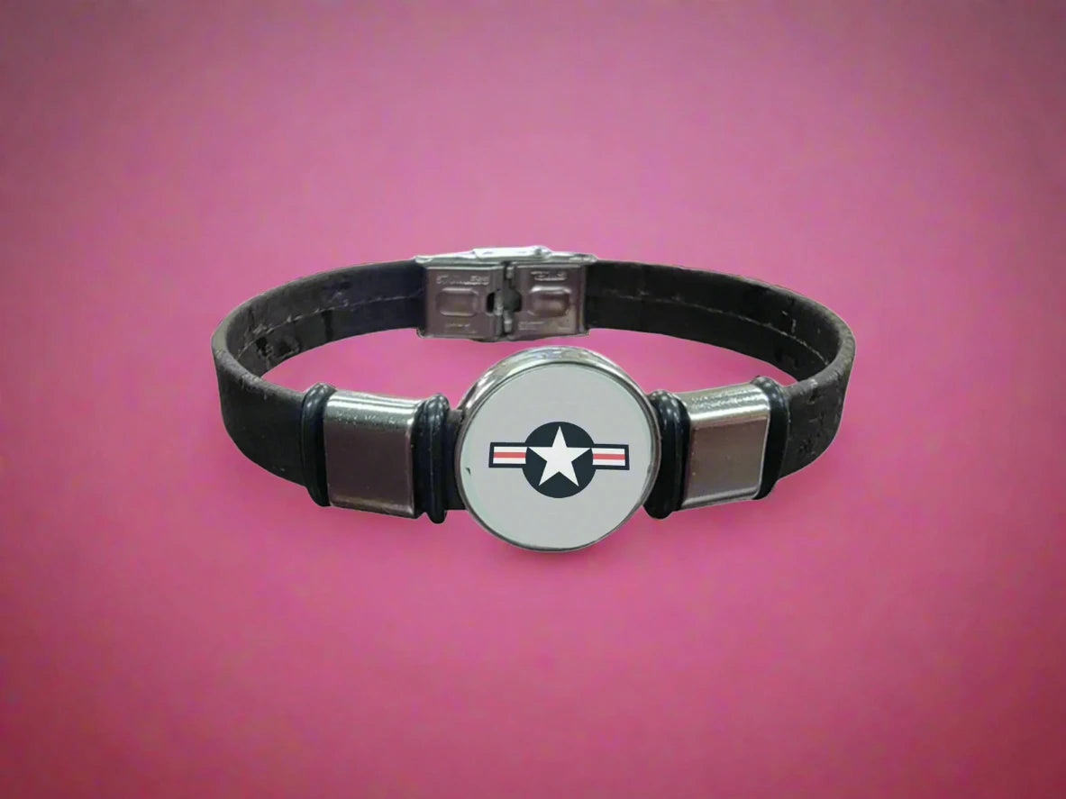 Air Force Roundel Unisex Brown Cork Bracelet |Officially Licensed | Made in USA | Sustainable