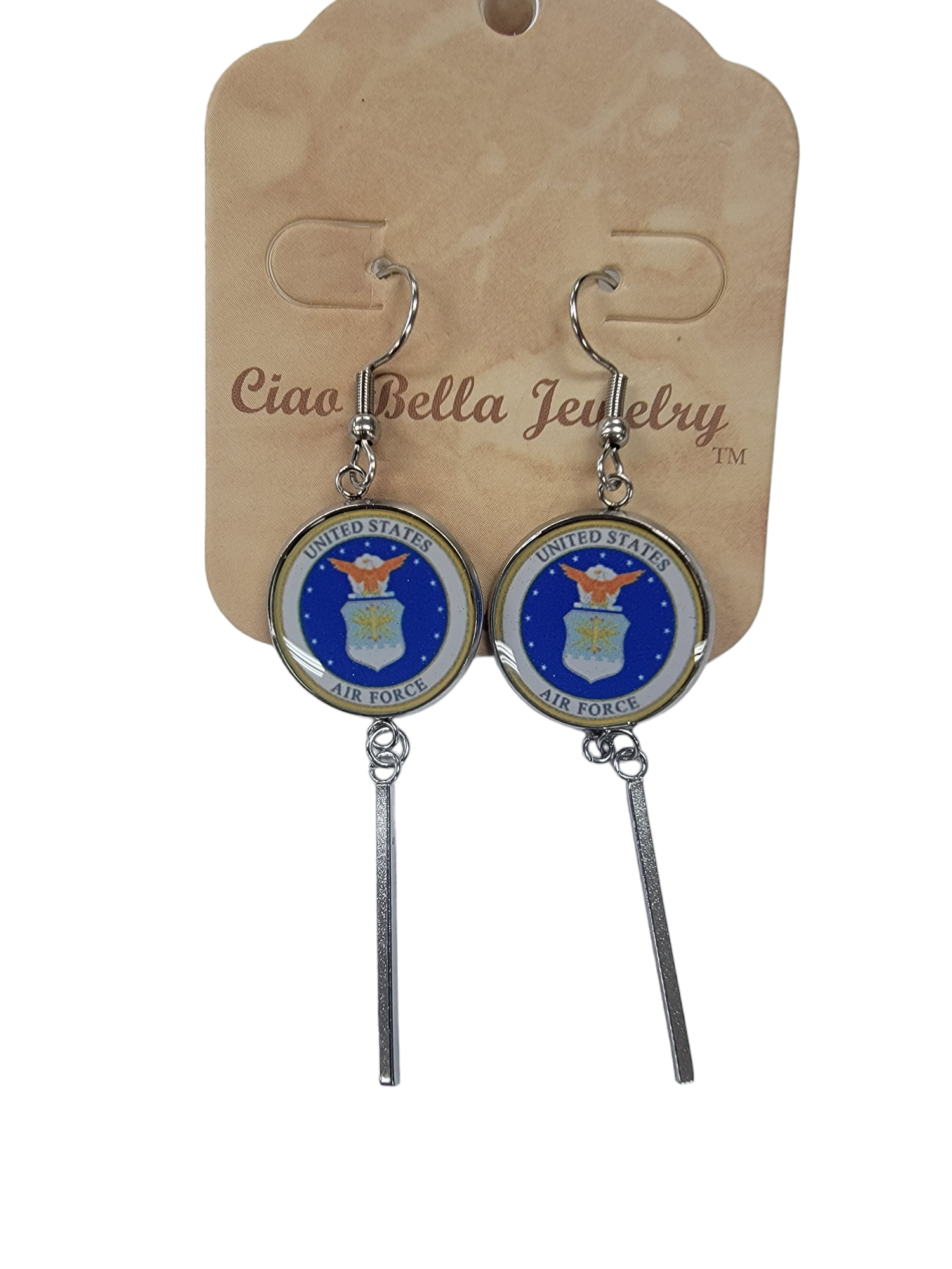 Military Charm Earrings | Army, Air Force, Coast Guard, Marine Corps, Space Force | Made in the USA |Officially Licensed