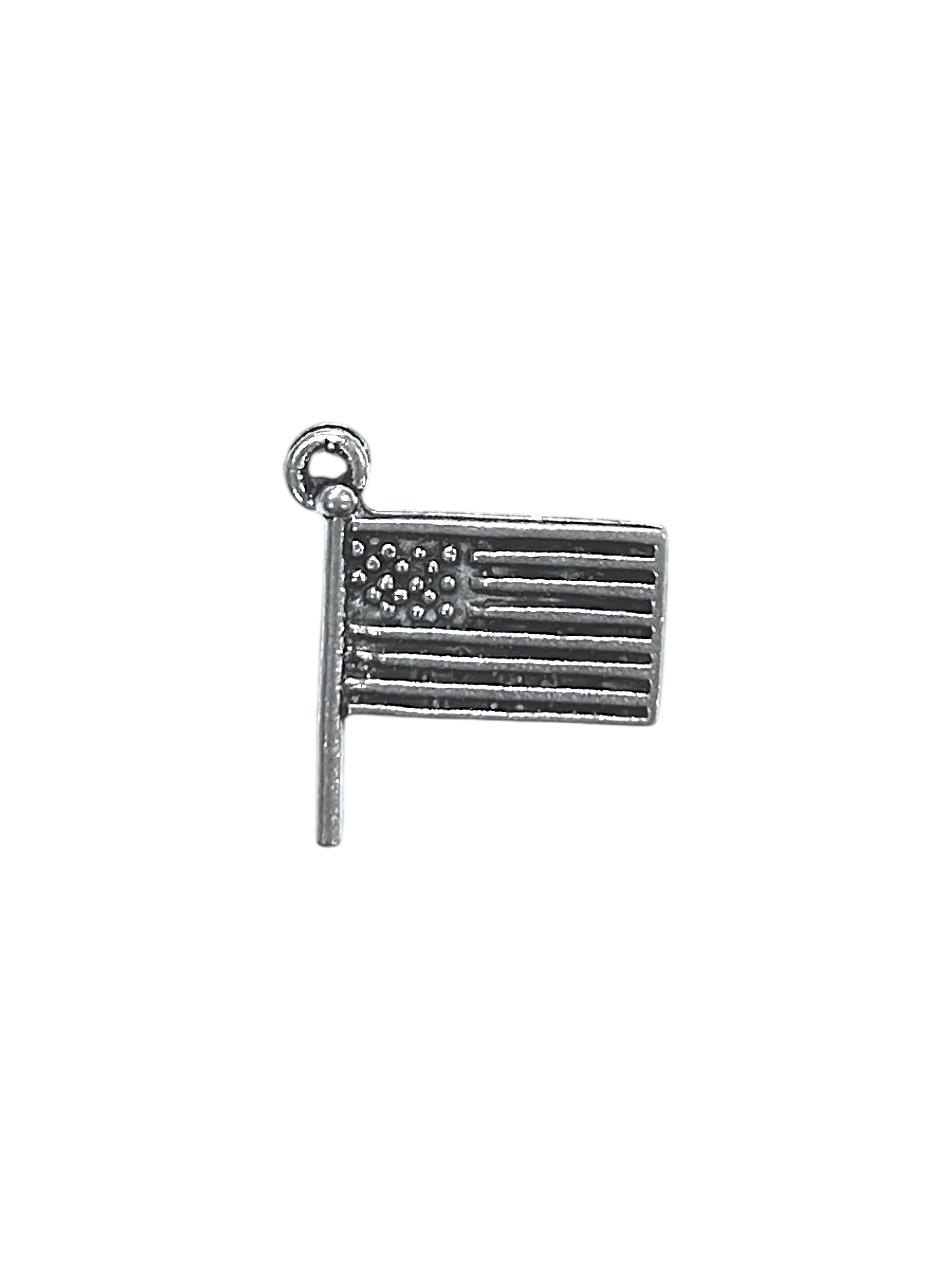 Silver American Flag Pewter Charm Pendant | Travel Charm