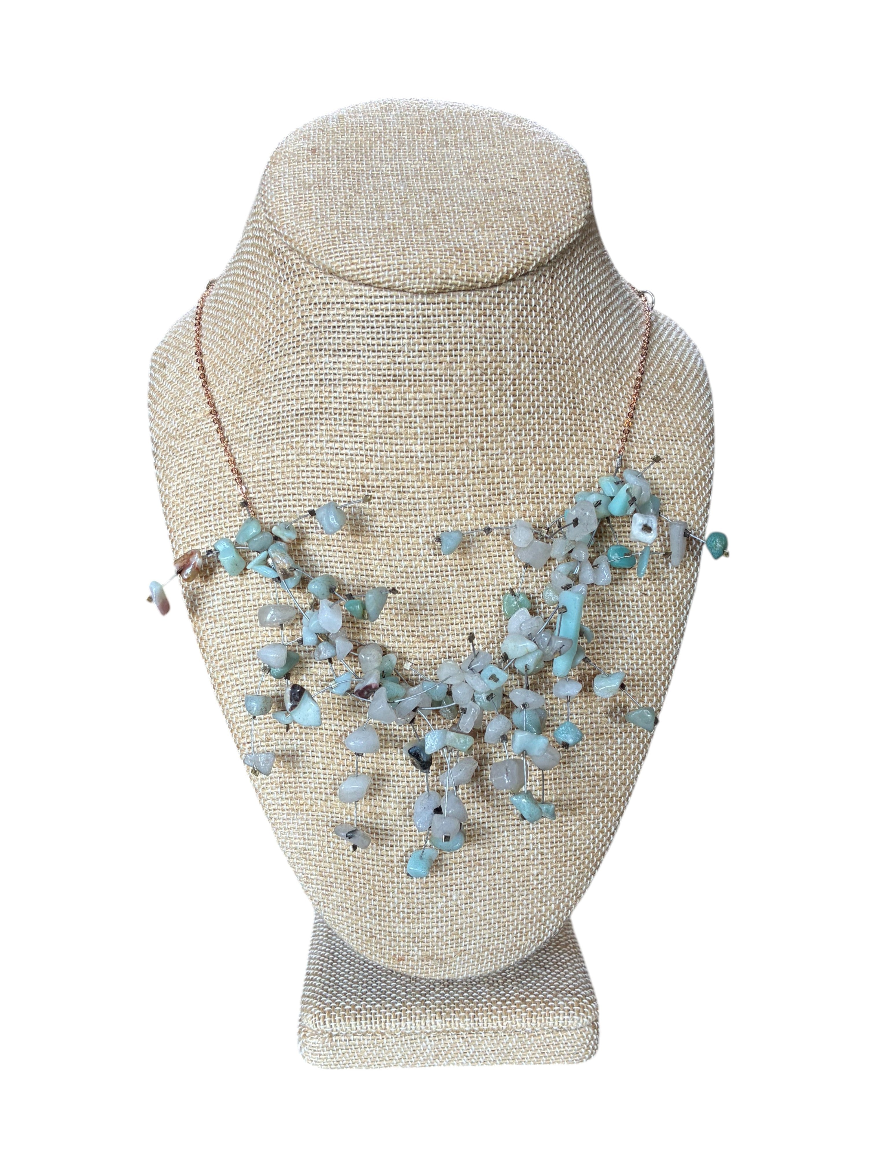 Gemstone Starlight Spray Statement Necklace - Amethyst, Malachite, Amazonite