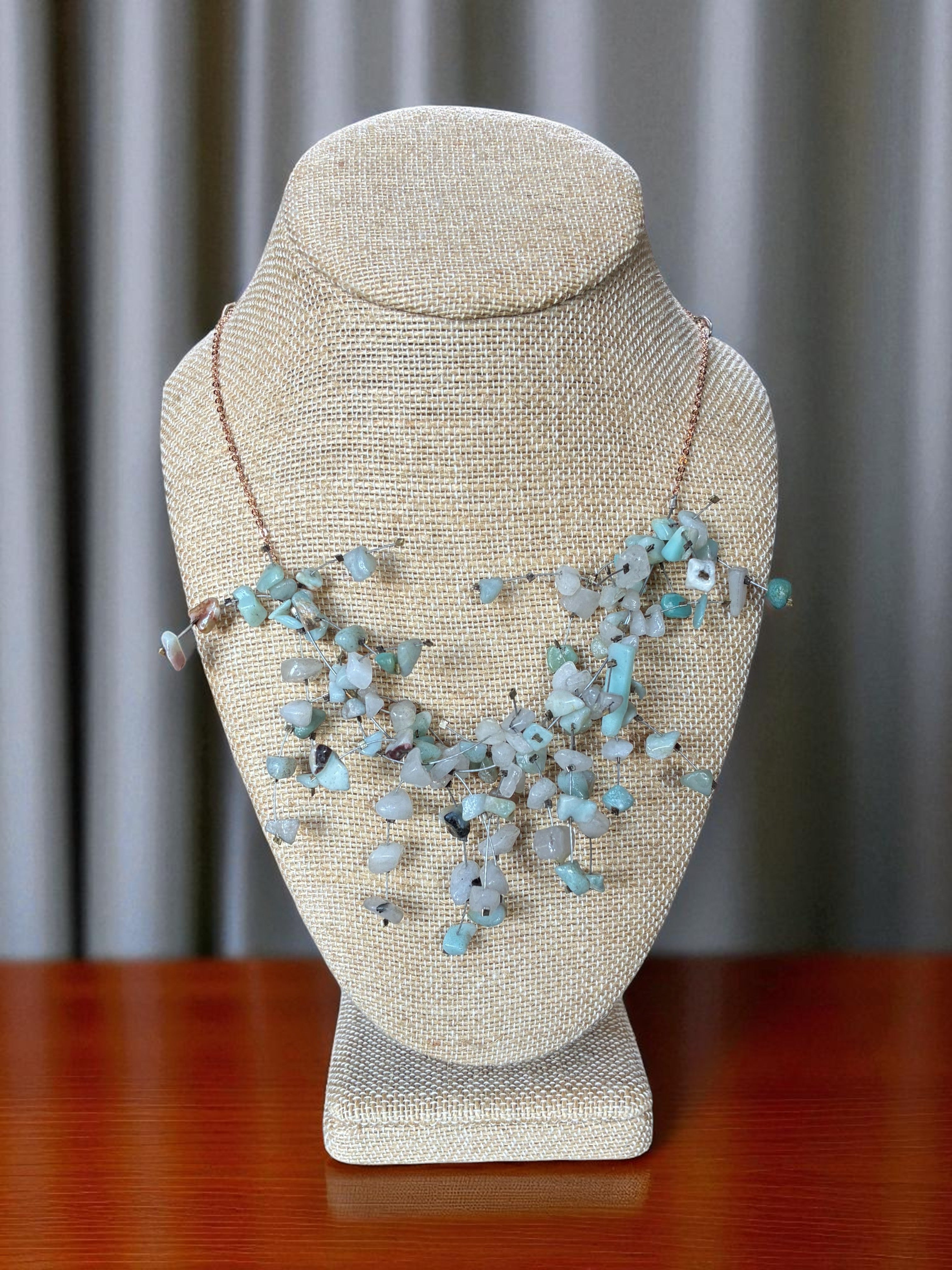 Gemstone Starlight Spray Statement Necklace - Amethyst, Malachite, Amazonite