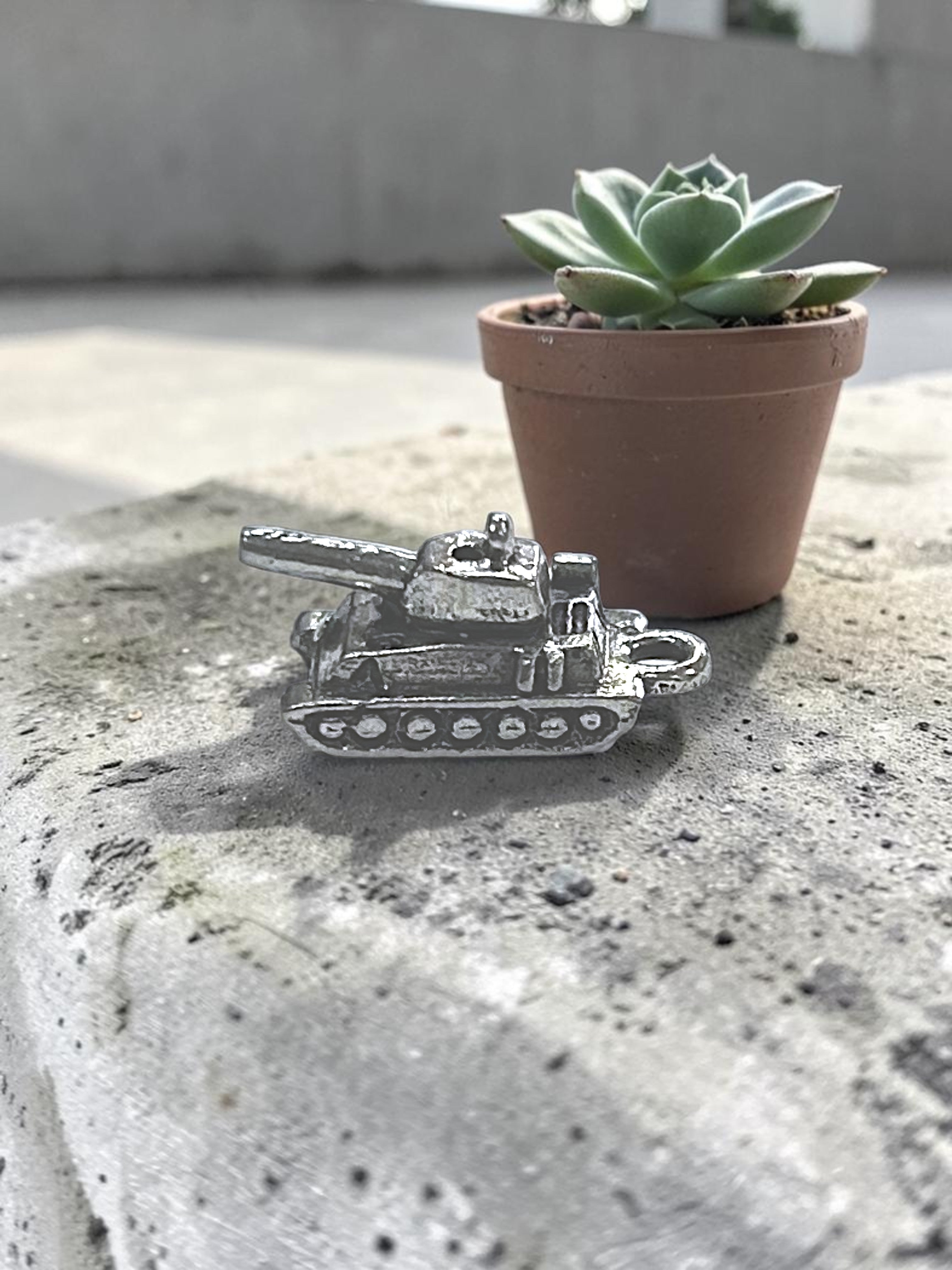 Silver Army Tank Pewter Charm Pendant | Travel Charm