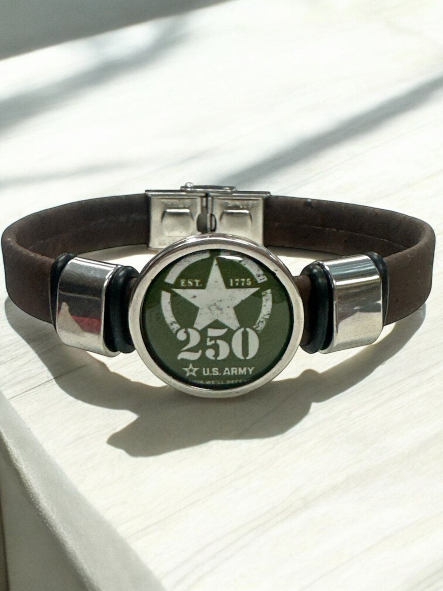 Limited Edition Unisex Brown Army Cork Bracelet - 250th Anniversary Collection | Made in the USA | Officially Licensed