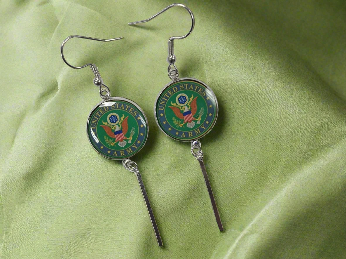 Military Charm Earrings | Army, Air Force, Coast Guard, Marine Corps, Space Force | Made in the USA |Officially Licensed