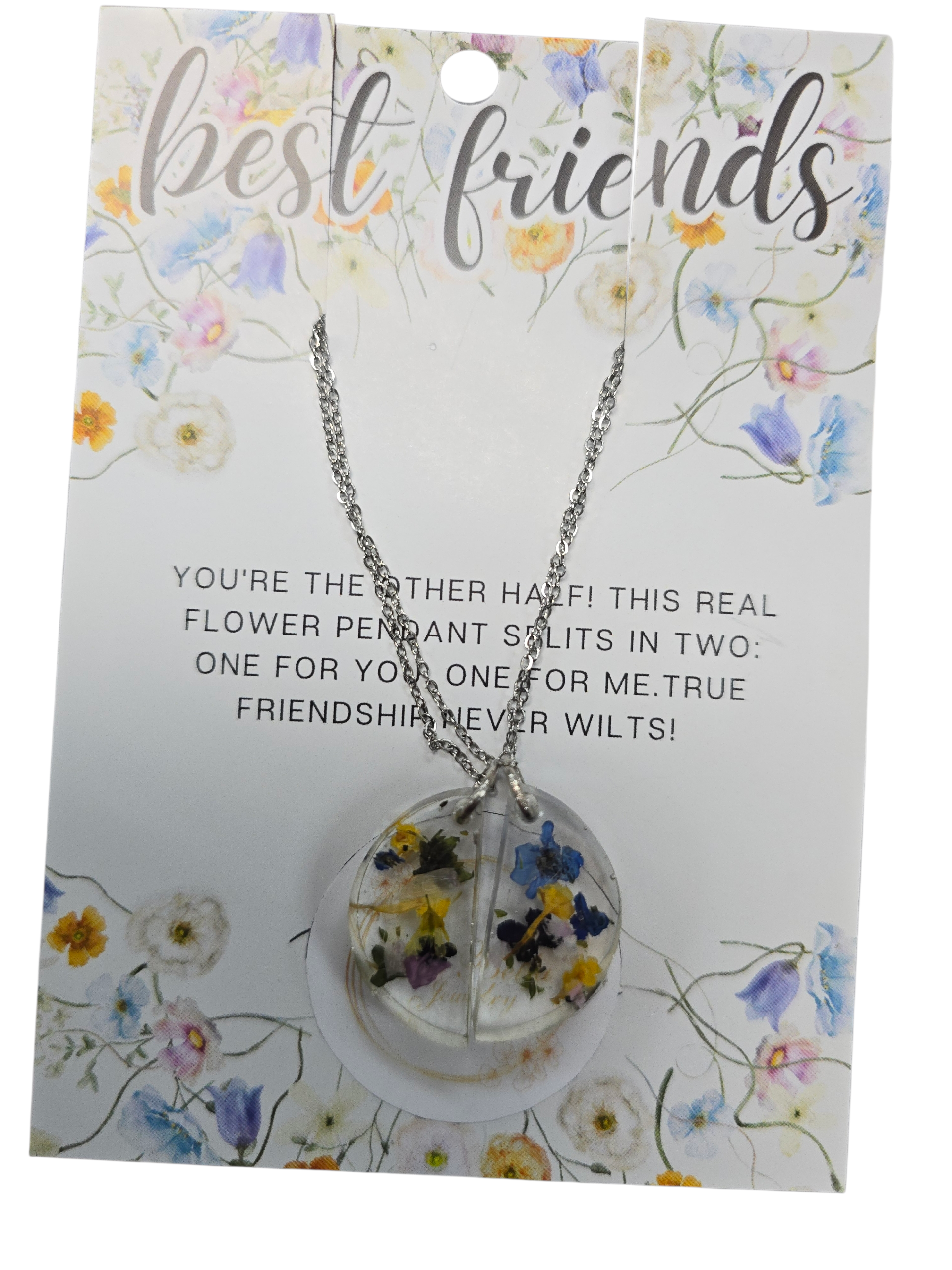 Charming Floral Resin BFF Half Circle Necklace Set