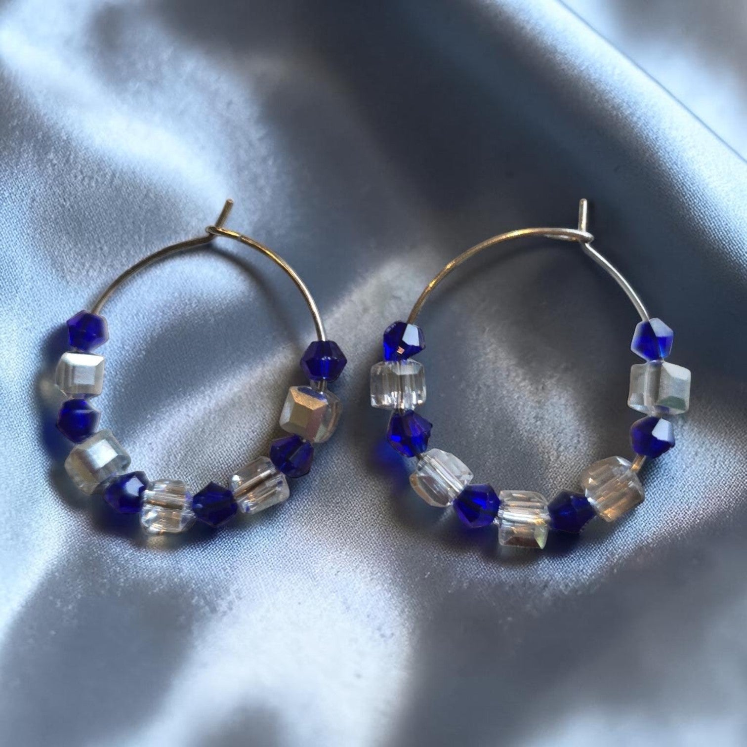 Gameday Glitz: Two-Tone Faceted Crystal Hoop Earrings | Team Color Jewelry