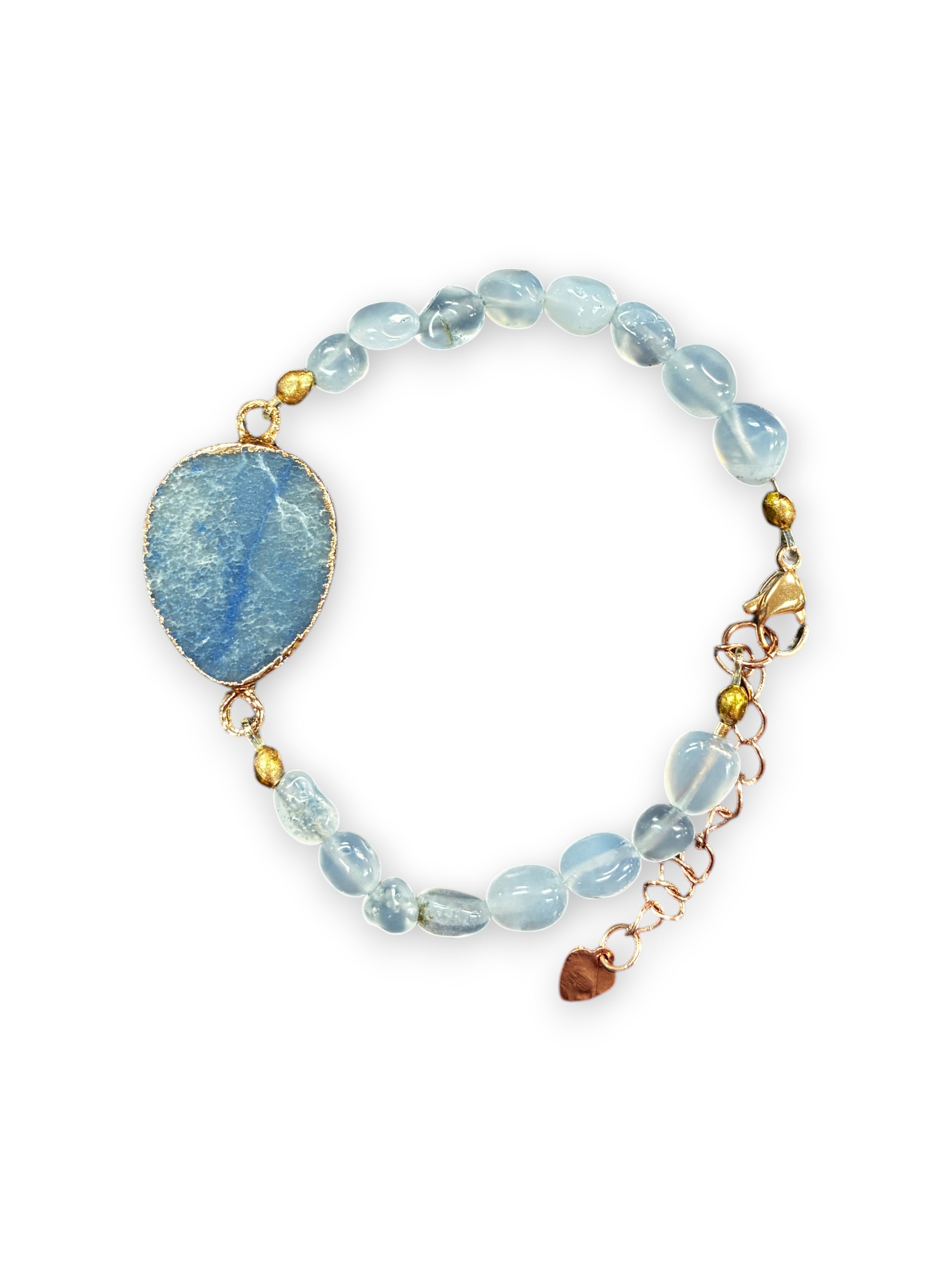 Elegant Blue Agate Statement Bracelet with Soothing Chalcedony Stones