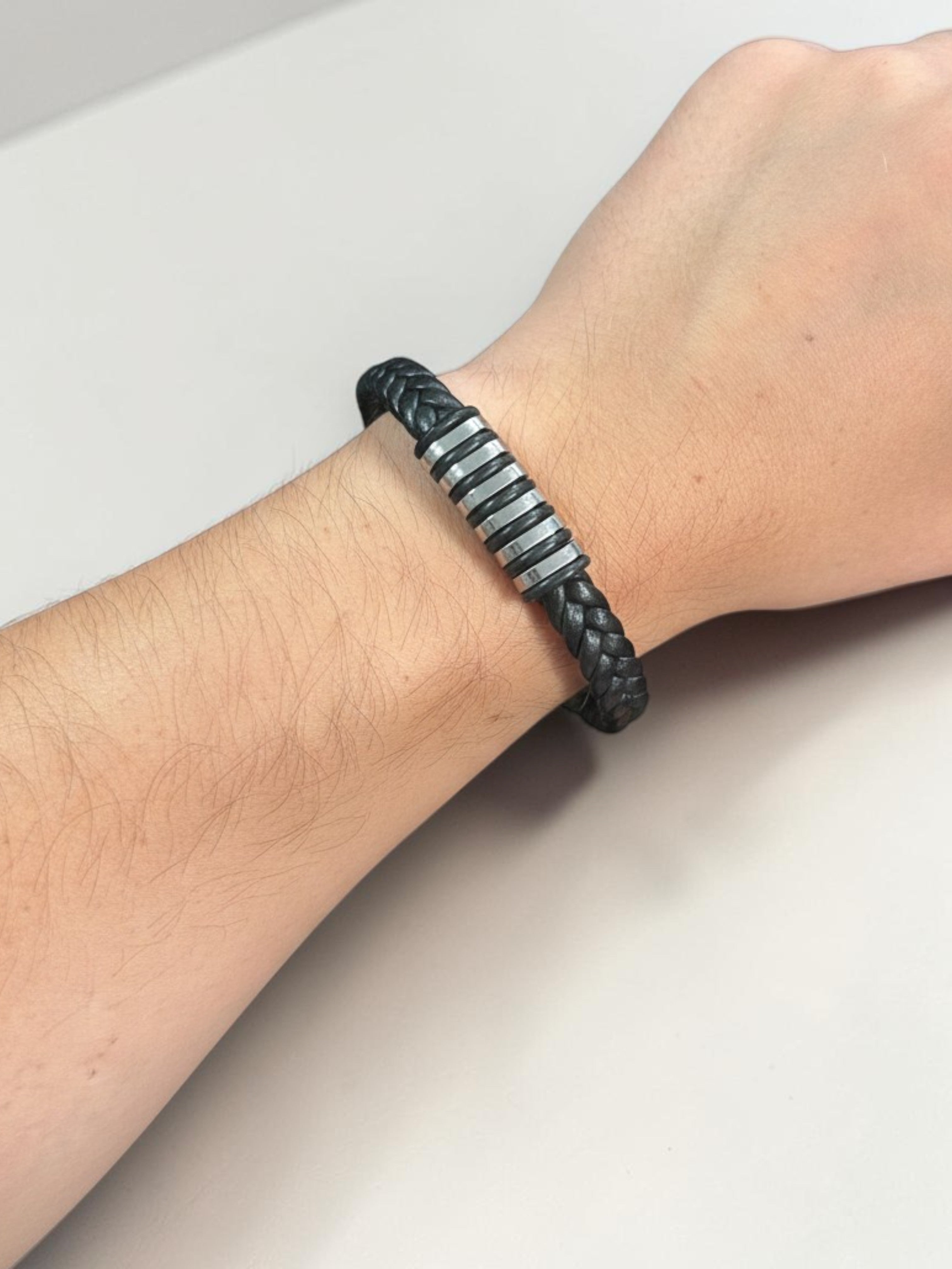Men's Black Braided Clasp Bracelet - Style & Travel | Fashionable Accessories